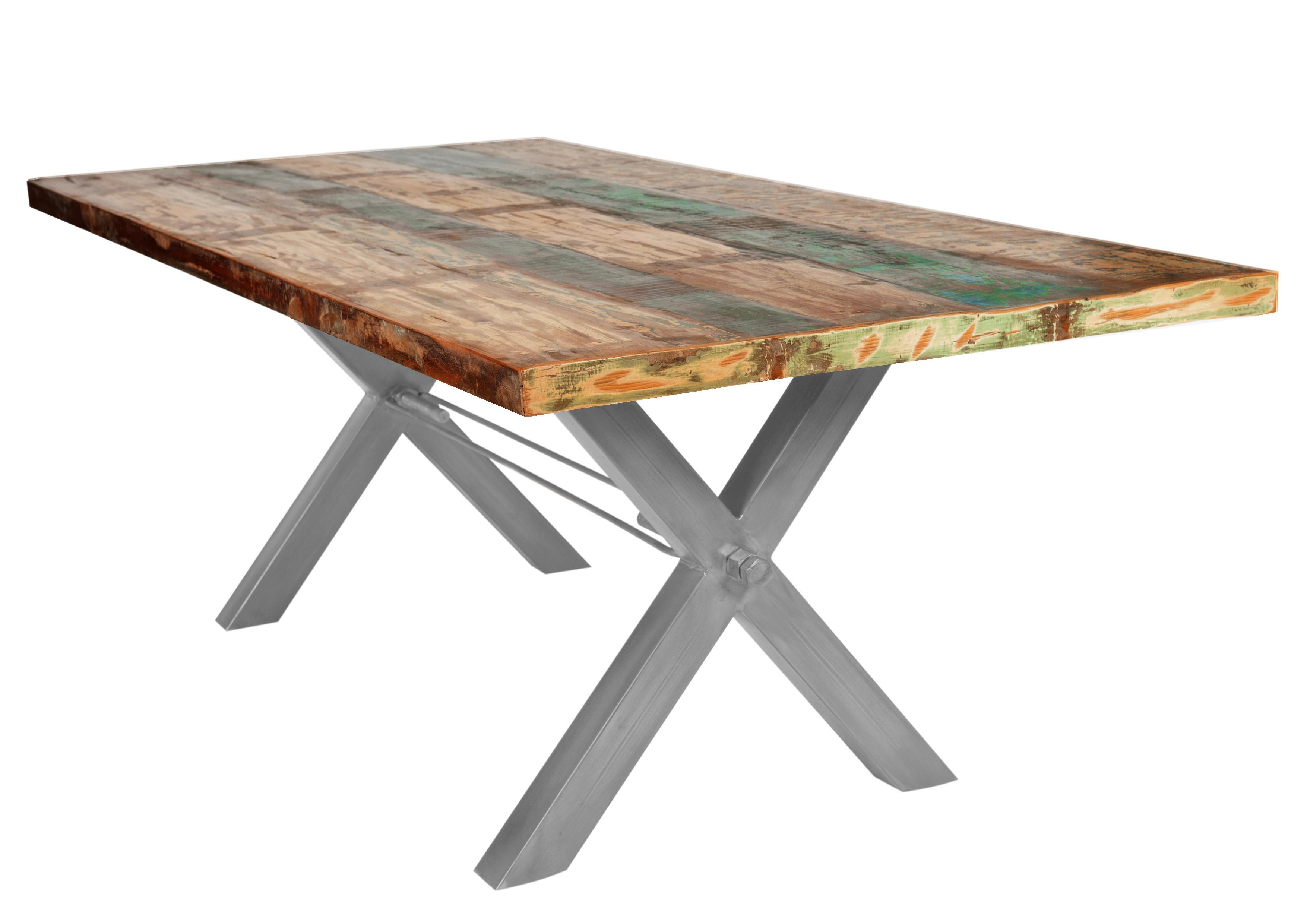 Esstisch Multicolor /Silberfarben L: 220cm - Silberfarben/Multicolor, MODERN, Holz/Metall (220/100/76,5cm) - MID.YOU