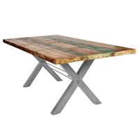 Esstisch Multicolor /Silberfarben L: 200cm - Silberfarben/Multicolor, MODERN, Holz/Metall (200/100/76,5cm) - MID.YOU