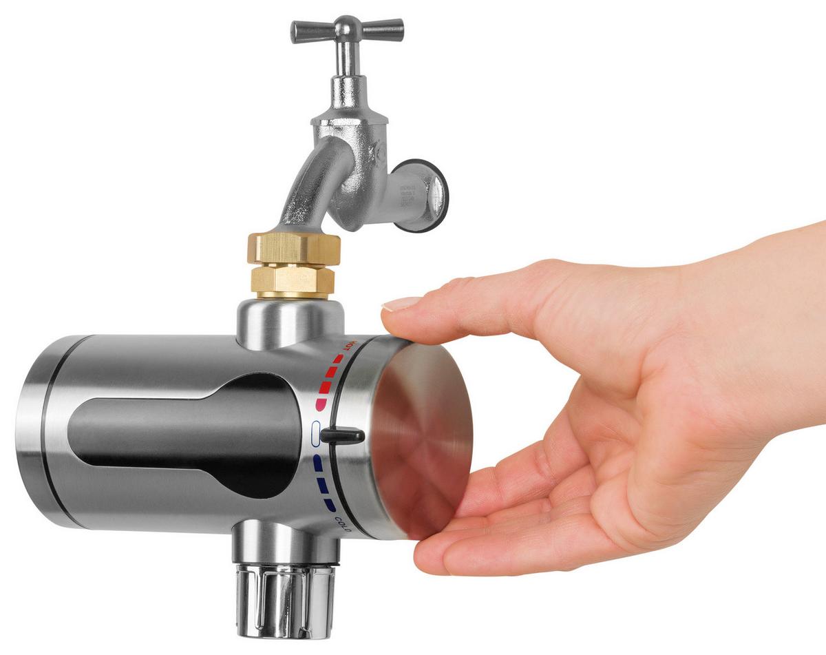 Durchlauferhitzer Maxxmee B: 10 cm Edelstahlfarben 3300W - Edelstahlfarben/Schwarz, Basics, Kunststoff/Metall (10/10/14cm)