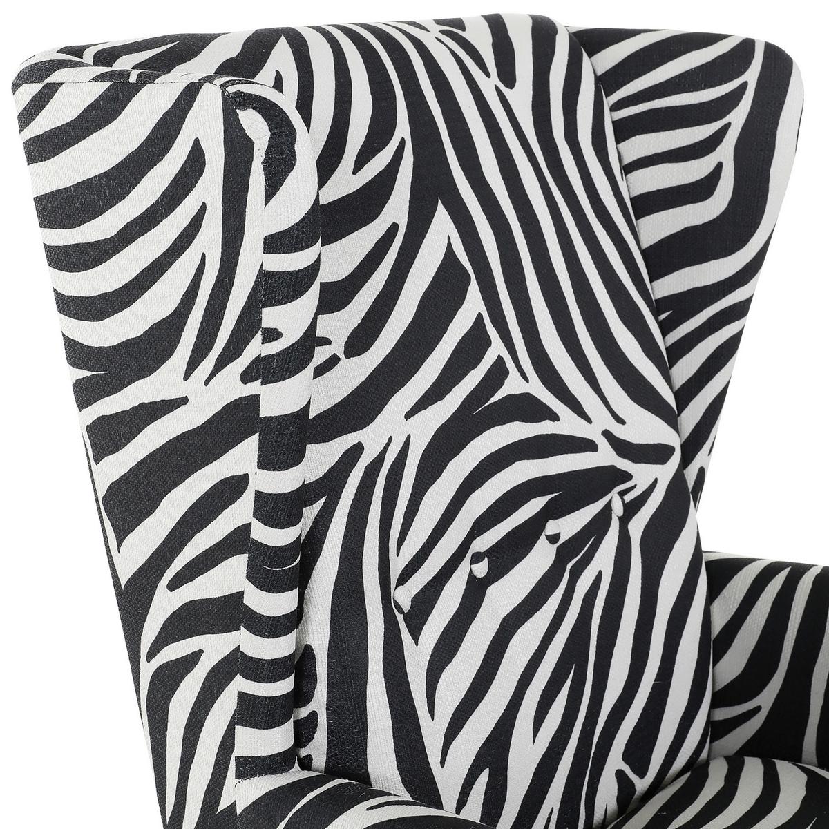 Ohrensessel Versailles Schwarz/Weiß B: 72 cm - Dunkelbraun/Schwarz, Design, Textil (72/104/85cm) - MID.YOU