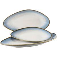 Servierplatte Aus Steinzeug La Sinfonia 3--Teilig. Oval - Weiß/Hellblau, Basics, Keramik (36,5/12,5/21,5cm) - Mäser