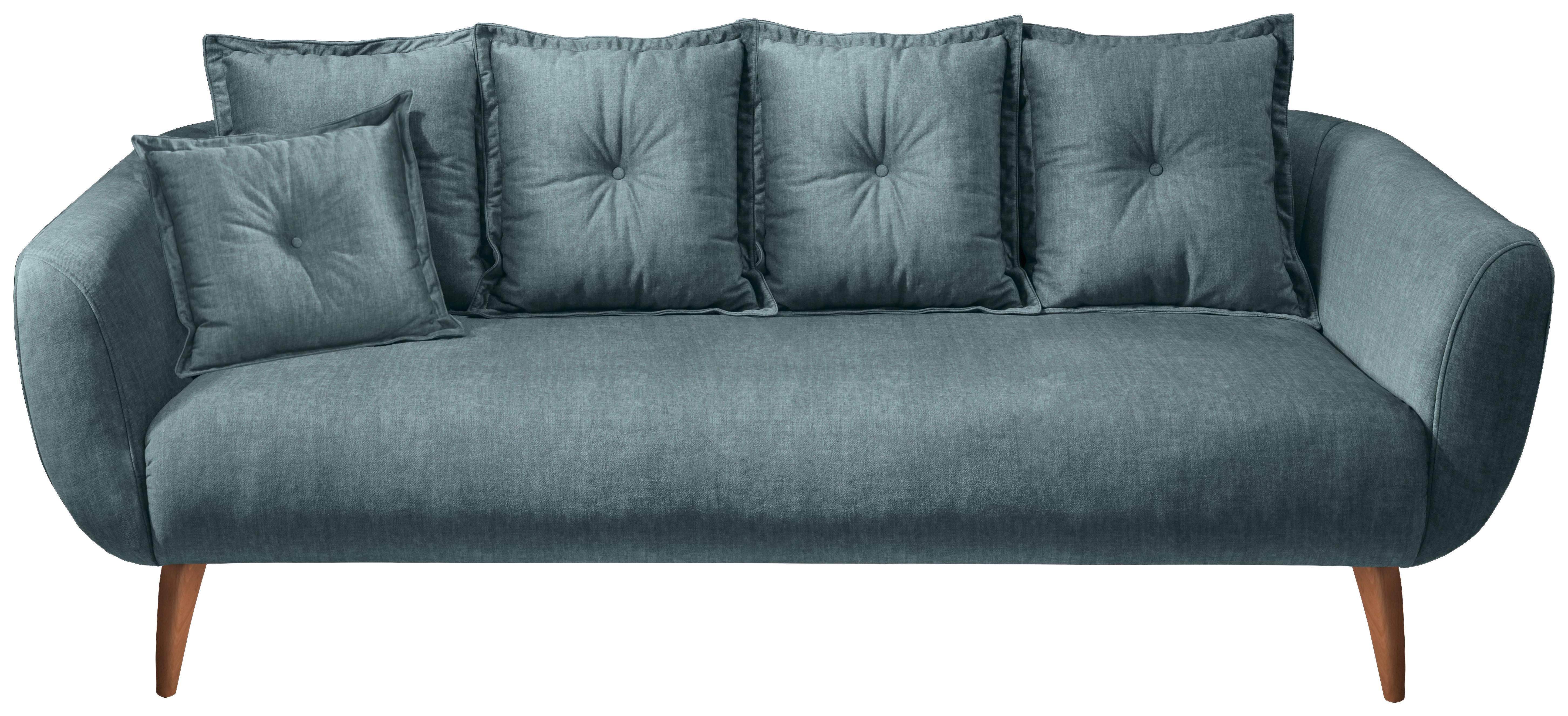 3-Sitzer-Sofa Baggio Dblau,grün B:236 cm - Blau/Buchefarben, MODERN, Textil (236/94/103cm) - Livetastic