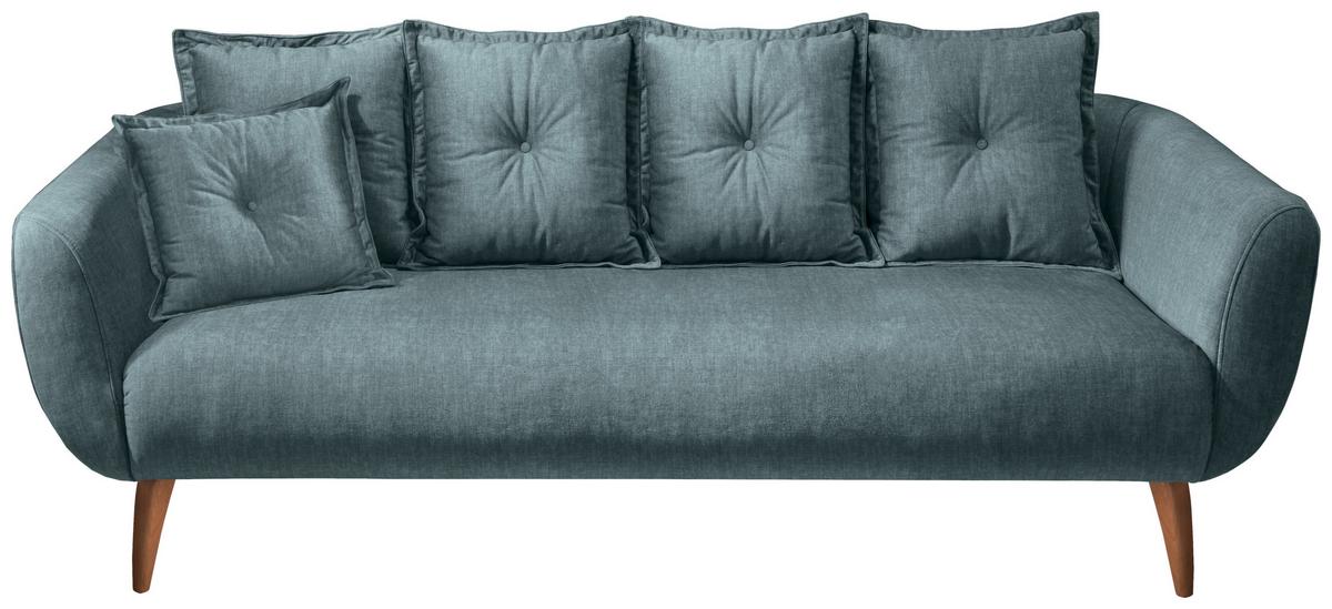 3-Sitzer-Sofa Baggio Dblau,grün B:236 cm - Blau/Buchefarben, MODERN, Textil (236/94/103cm) - Livetastic