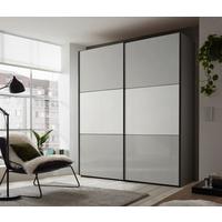 Schwebetürenschrank Glasfront 225 cm Includo, Hellgrau/Weiß - Dunkelgrau/Hellgrau, MODERN, Glas/Holzwerkstoff (225/222/68cm)