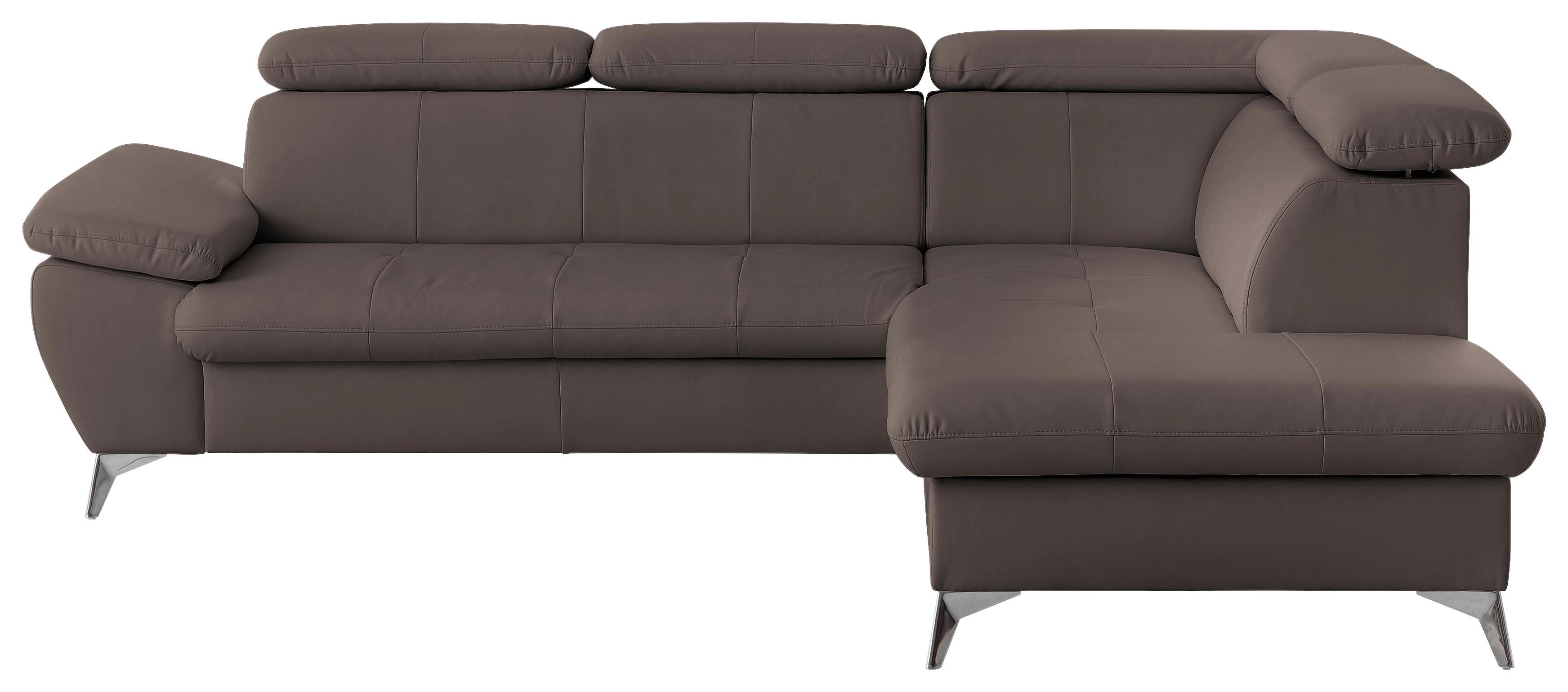 Ecksofa mit Schlaffunktion und Bettkasten Gisele Braun - Chromfarben/Braun, KONVENTIONELL, Textil (256/209cm) - Livetastic