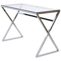 Schreibtisch Xtra Desk - Chromfarben/Klar, MODERN, Glas/Metall (110/50/72cm) - Livetastic