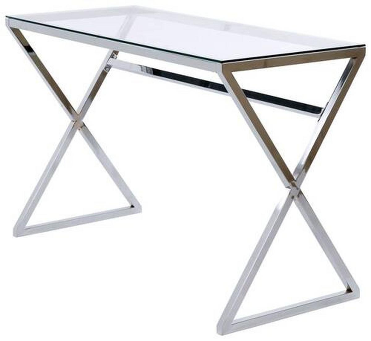 Schreibtisch Xtra Desk - Chromfarben/Klar, MODERN, Glas/Metall (110/50/72cm) - Livetastic