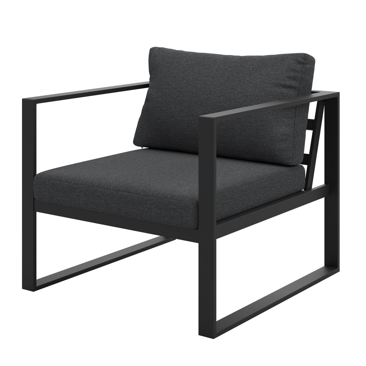 Loungegarnitur Almeria - Anthrazit, MODERN, Glas/Textil - Beldano