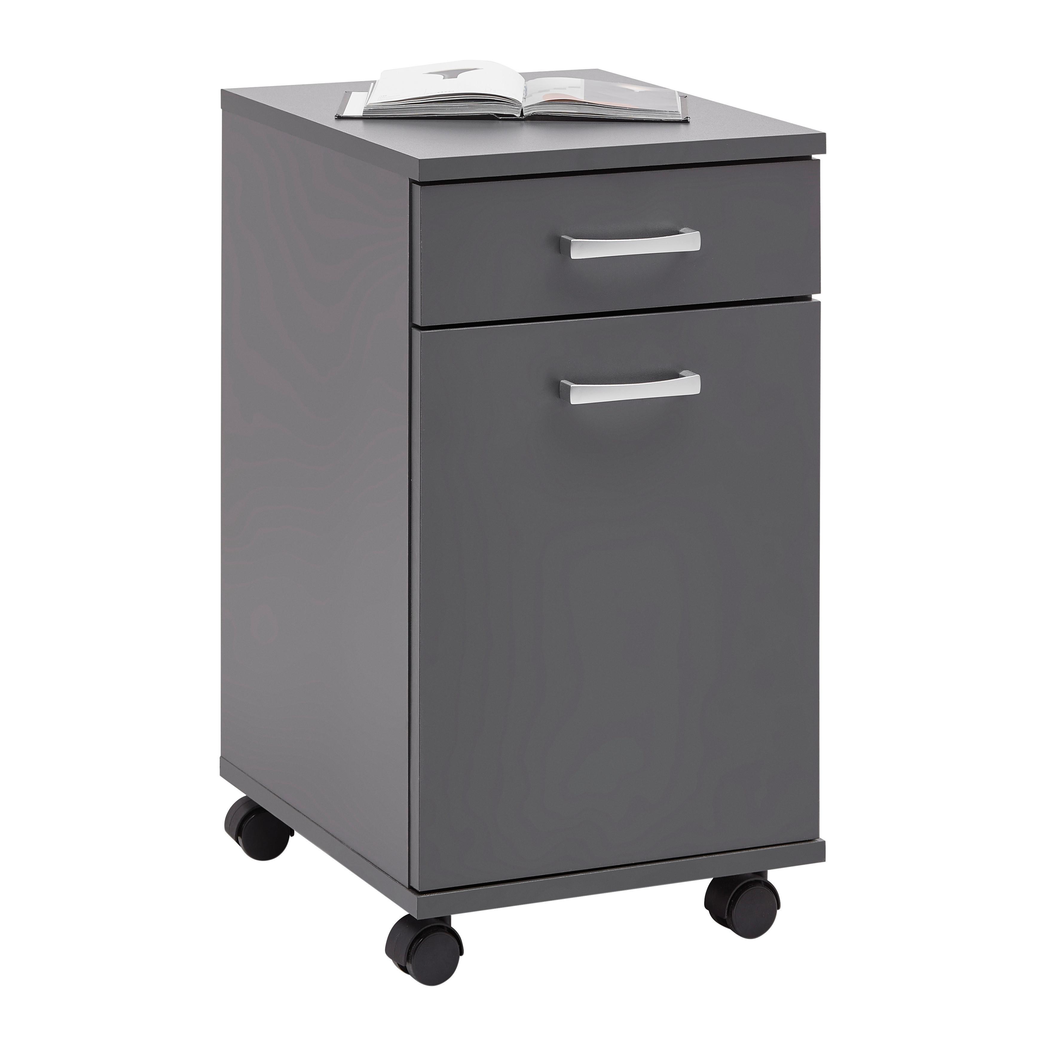 Kontejner CAORLE - barvy chromu/antracitová, Konvenční, kompozitní dřevo/plast (33/59/38cm) - Mömax