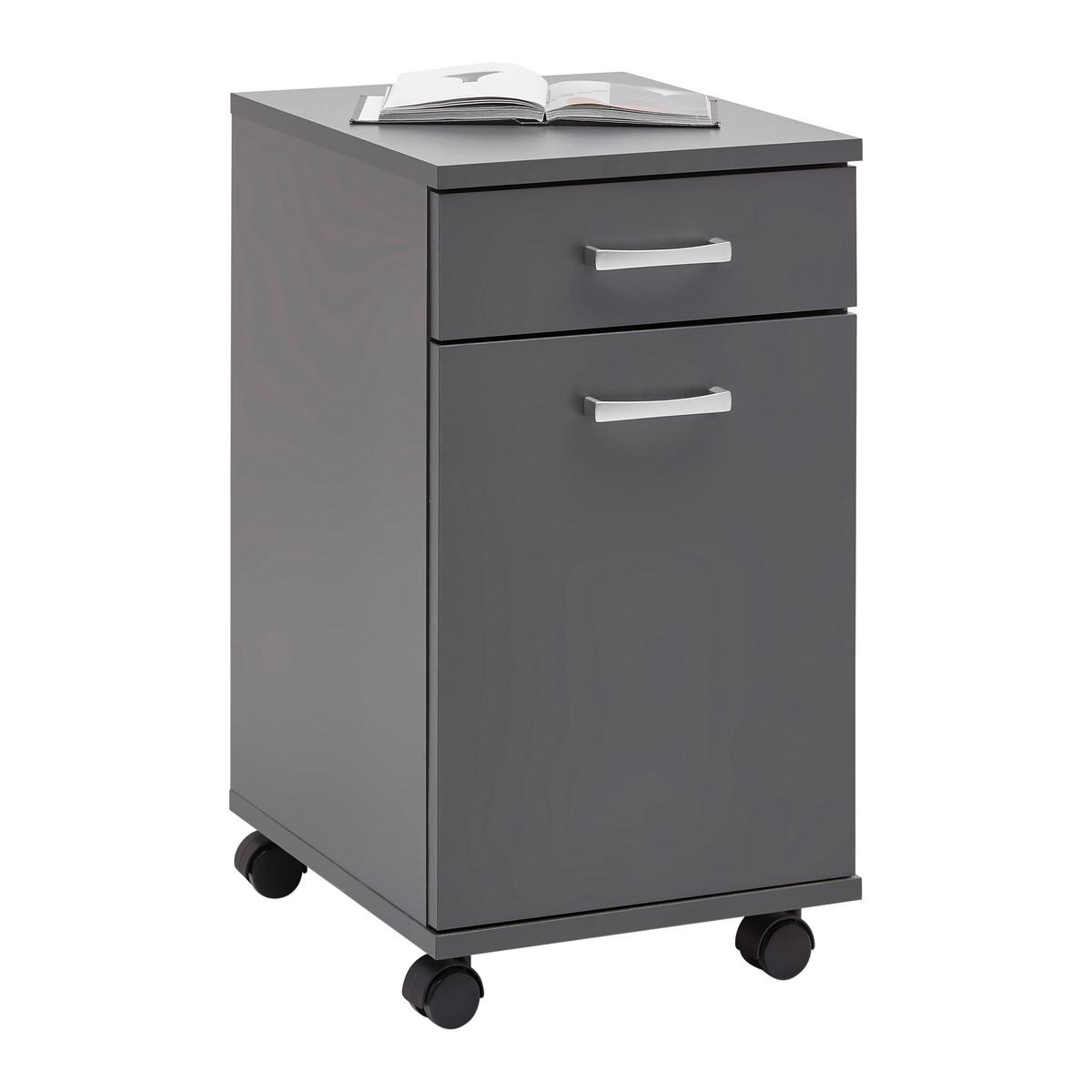 Kontejner CAORLE - barvy chromu/antracitová, Konvenční, kompozitní dřevo/plast (33/59/38cm) - Mömax