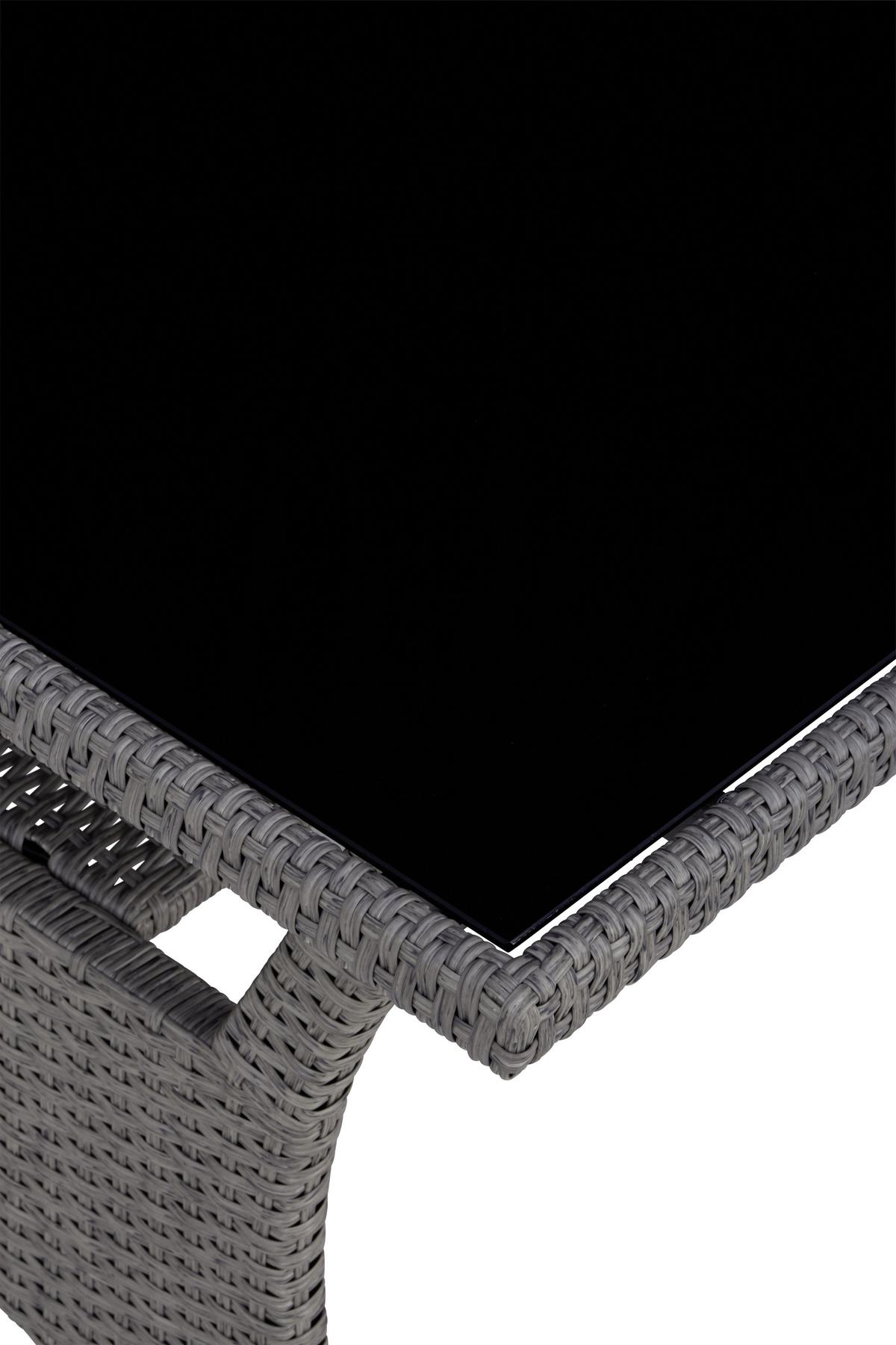 Loungegarnitur 6-tlg Athena In Rattan-Optik Mit Kissen - Schwarz/Grau, MODERN, Glas/Kunststoff - Beldano