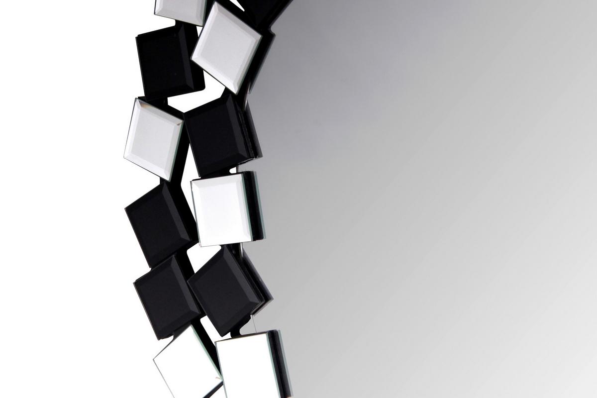 Wandspiegel Mosaic 1825 Silber/schwarz - Silberfarben/Schwarz, Basics, Glas/Holzwerkstoff (80/80/1,6cm) - Kayoom