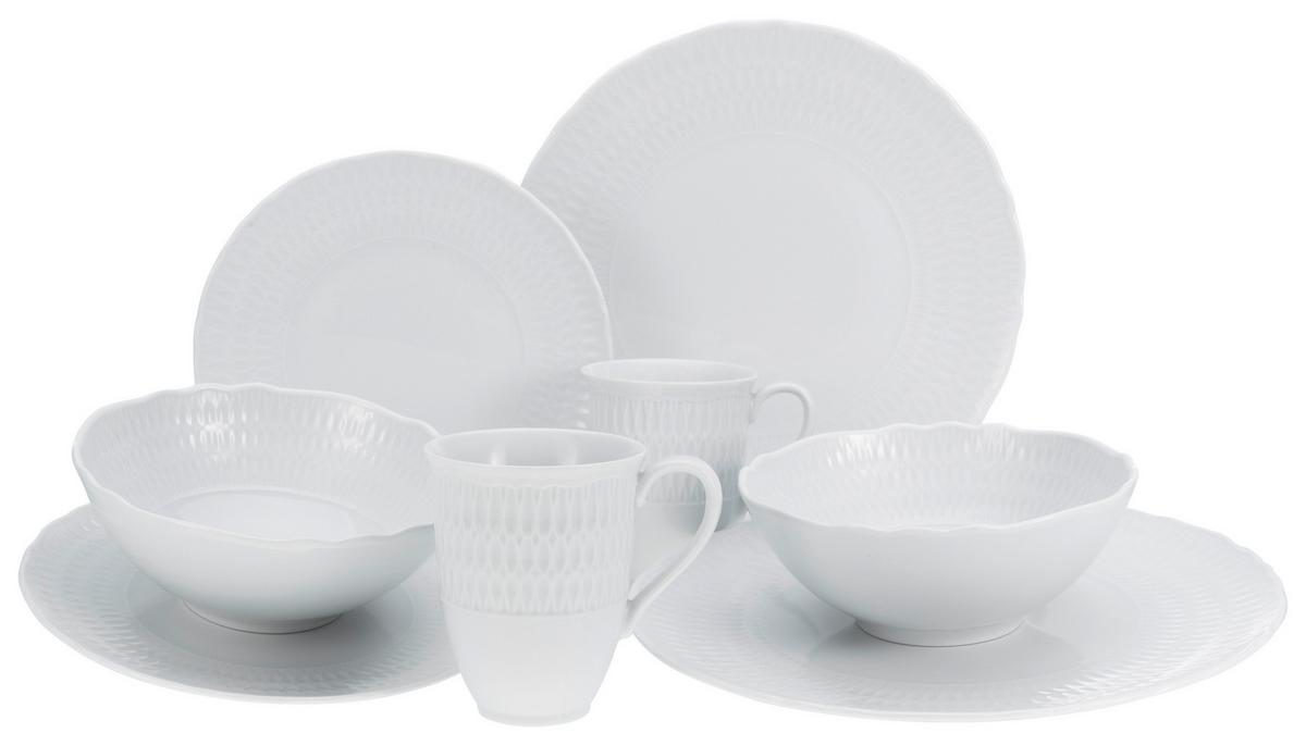 Kombiservice Sofia Keramik 2 Personen Geschirr Set Weiß - Weiß, Trend, Keramik - Creatable