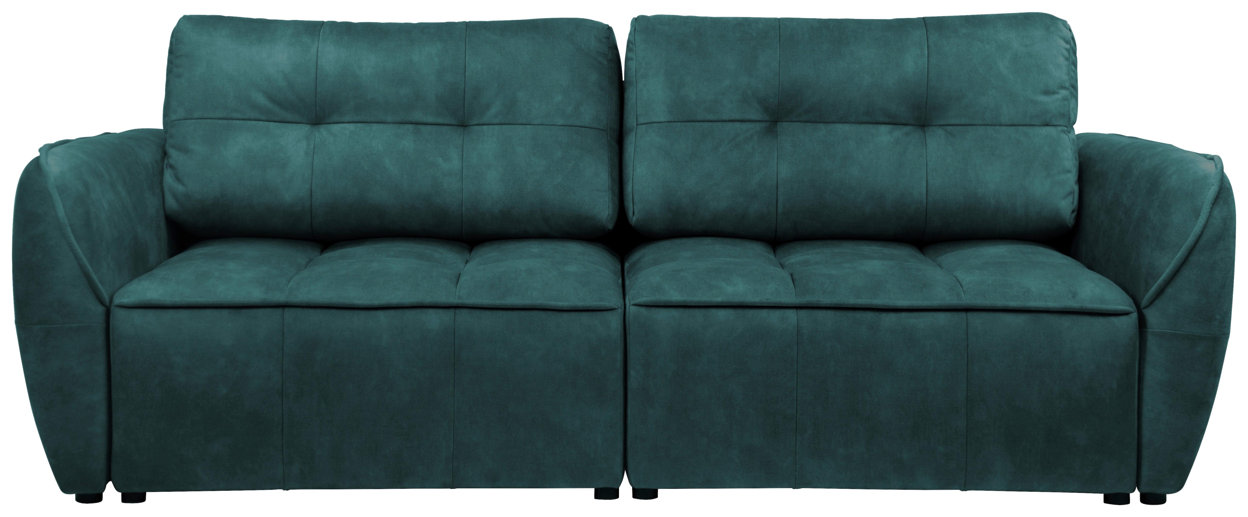 Boxspringová pohovka BOMBEI, azúrovomodrý velúr - čierna/azúrovomodrá, Modern, drevo/kompozitné drevo (243/94/125cm)