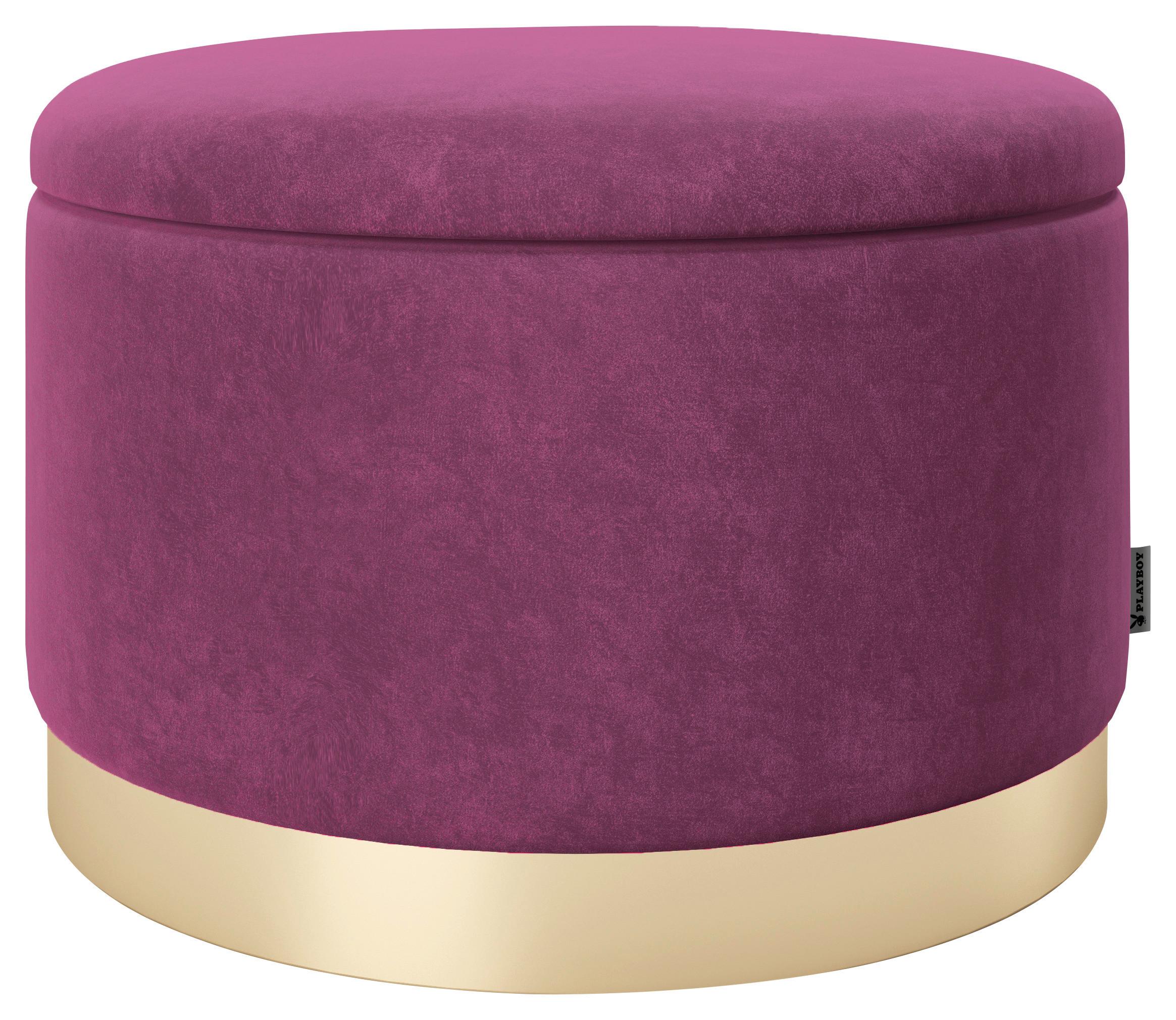 Pouf Sue Samt Lila/Goldfarben DxH 55x35 cm mit Stauraum - Lila/Goldfarben, LIFESTYLE, Textil (55/35/55cm) - Playboy