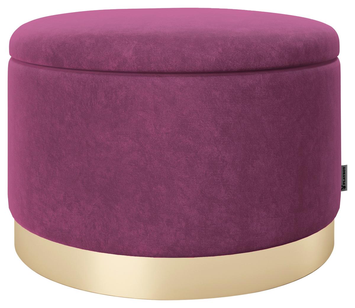 Pouf Sue Samt Lila/goldfarben Dxh 55x35 Cm Mit Stauraum - Lila/Goldfarben, LIFESTYLE, Textil (55/35/55cm) - Playboy