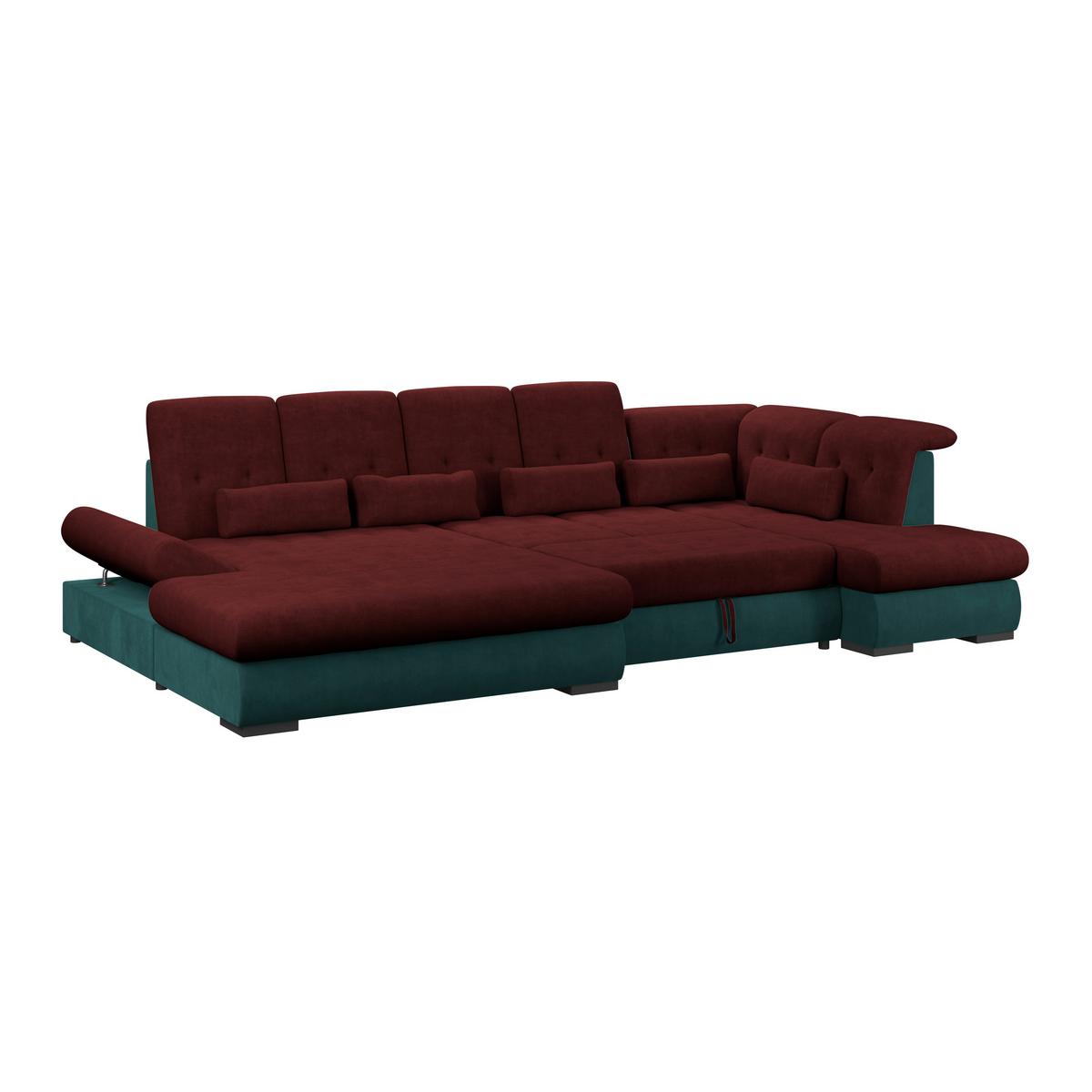 Wohnlandschaft Madera Rubinrot S: 358x212 cm - Türkis/Rot, KONVENTIONELL, Kunststoff/Textil (190/358/212cm)