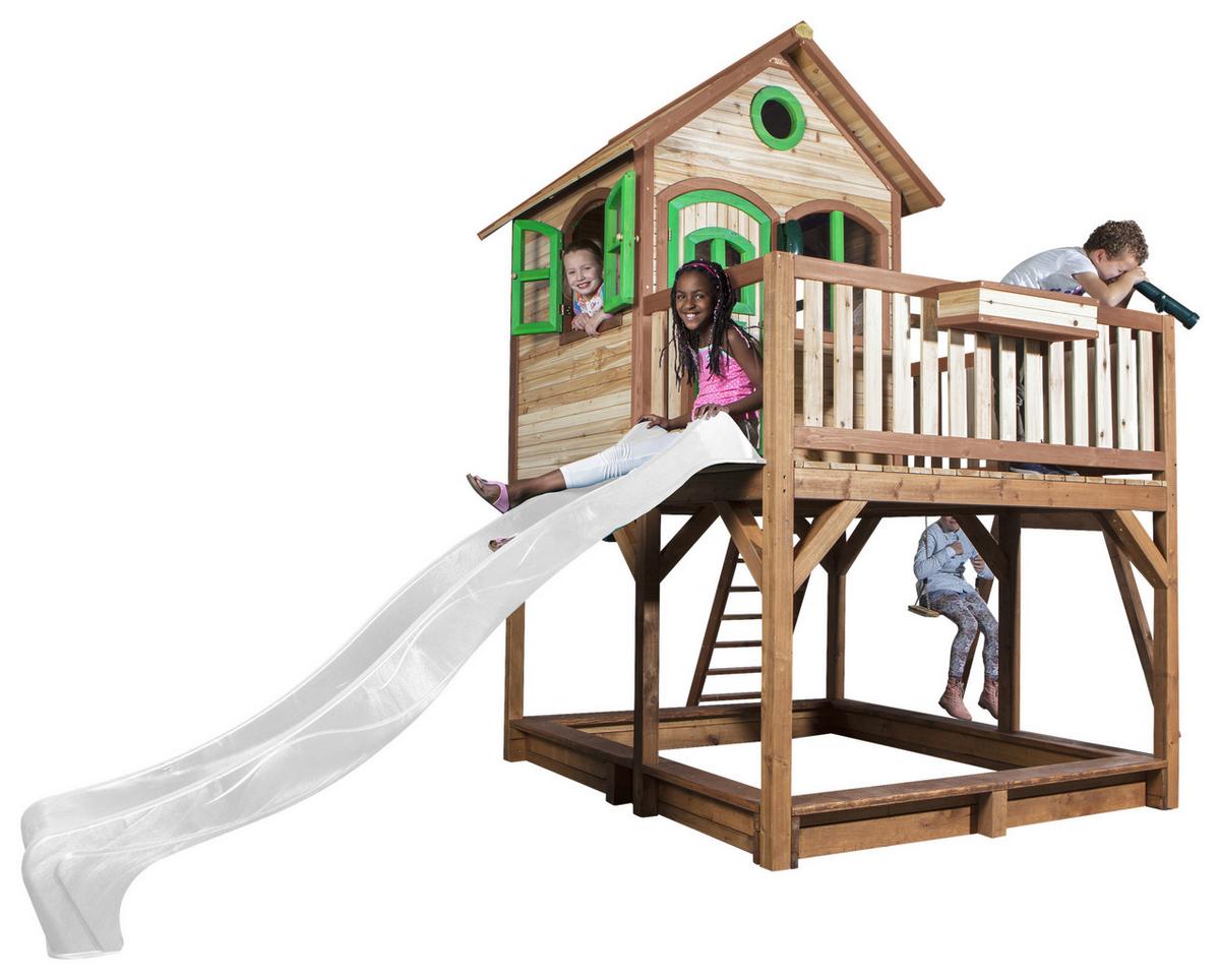 Spielturm A030.152.90 - Weiß/Braun, KONVENTIONELL, Holz/Kunststoff (541/291/277cm) - Ambia Garden