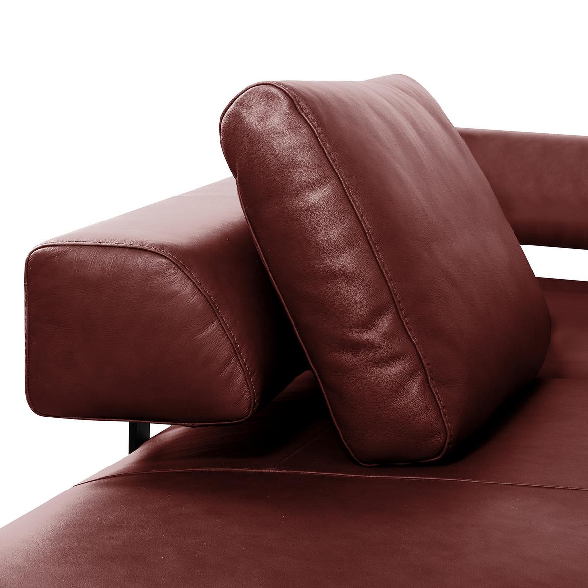 Ecksofa Como Echtleder Rot 237x306 - Rot/Schwarz, Design, Leder (237/306cm) - Livetastic