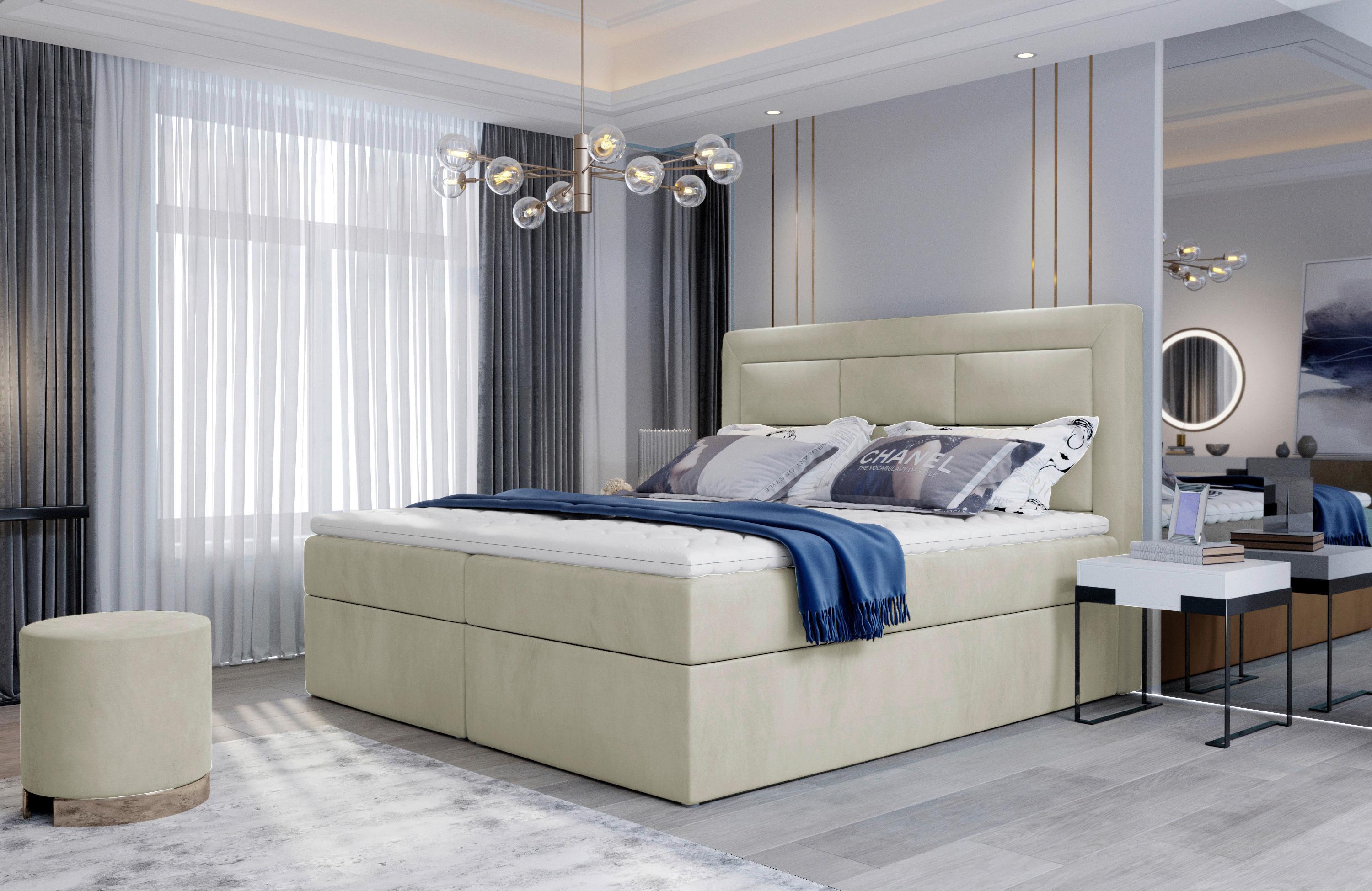 Boxbett Vivre Creme Lf: 180x200 cm - Silberfarben/Creme, MODERN, Holz/Textil (180/200cm) - MID.YOU