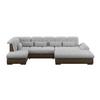 Wohnlandschaft Madera Silberfarben U: 212x358x190 cm - Hellbraun/Silberfarben, KONVENTIONELL, Kunststoff/Textil (212/358/190cm)