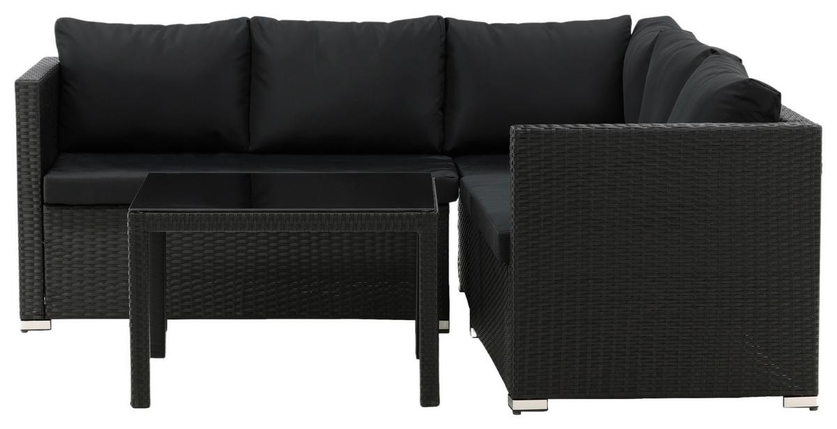 Loungegarnitur Kuba - Schwarz, KONVENTIONELL, Glas/Kunststoff - Gardenson