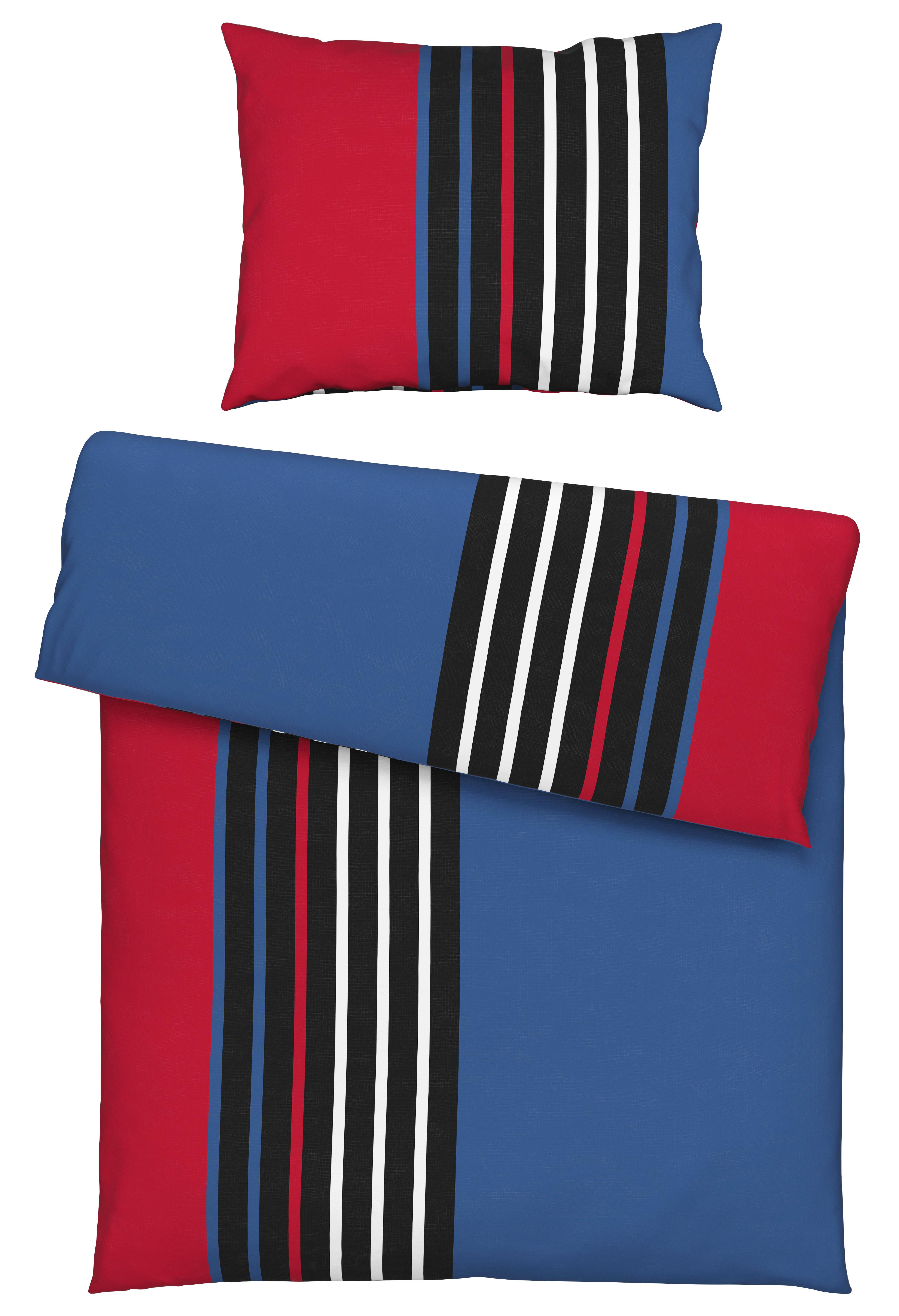 POSTEĽNÁ BIELIZEŇ Anton, 70x90/140x200cm - modrá/červená, Konventionell, textil (140/200cm) - Modern Living