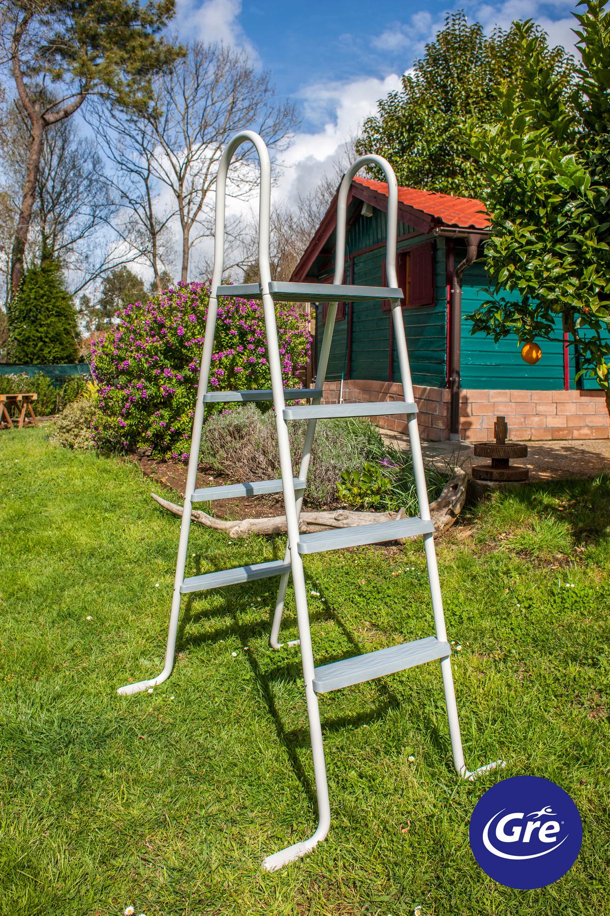 Poolleiter Leiter - Weiß, KONVENTIONELL, Metall (134cm) - Gre