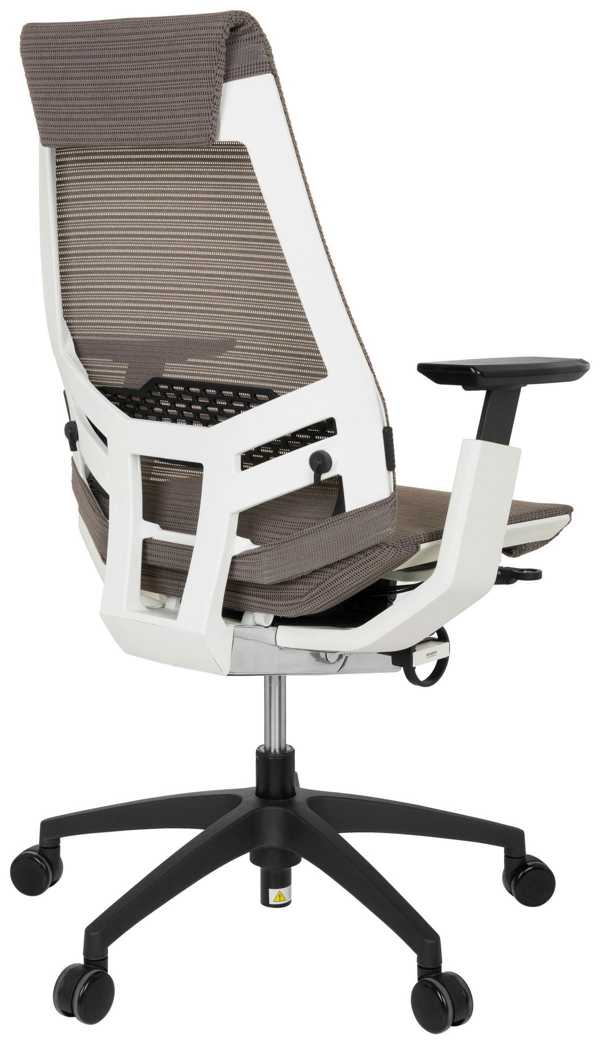 Drehstuhl Genidia Smart White Armstützen Grau Bis 120kg - Schwarz/Weiß, MODERN, Kunststoff/Textil (70/112/55cm) - MID.YOU