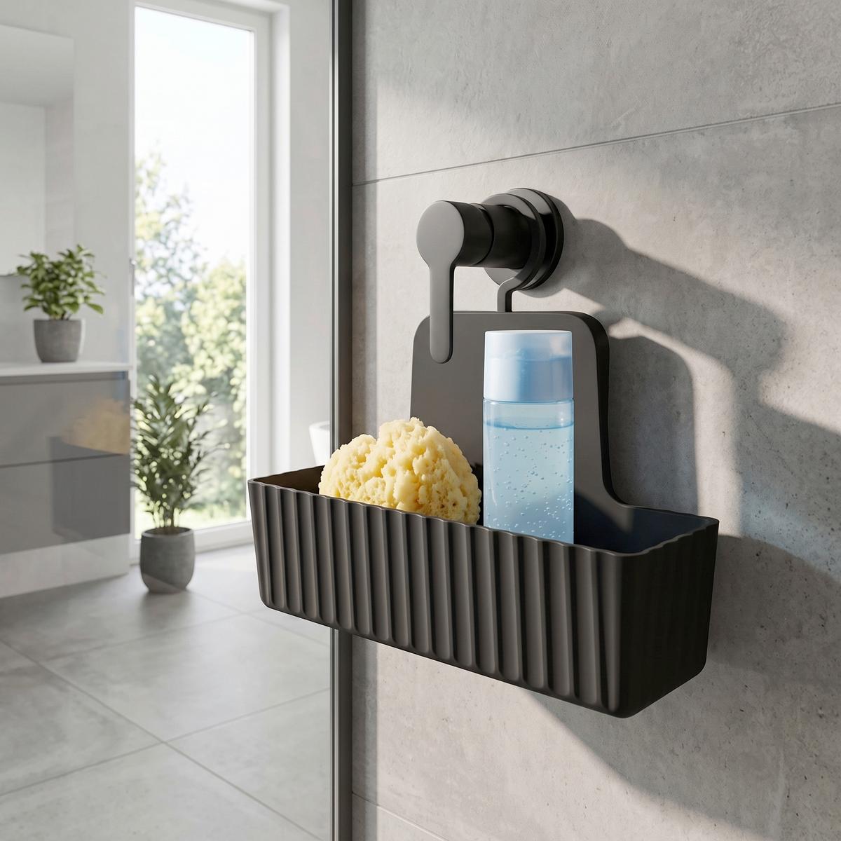 Košík do sprchovacieho kúta ALLSTAR MINAS - čierna, Modern, plast (25,3/22,5/8cm) - Wenko