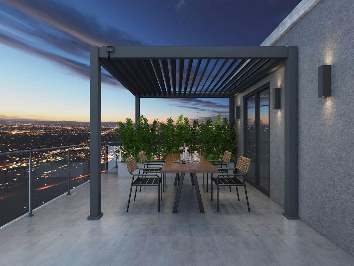 Pergola 360x400 Cm Wetterbeständig, Graphitfarben - Graphitfarben, Basics, Metall (360/400/255cm)