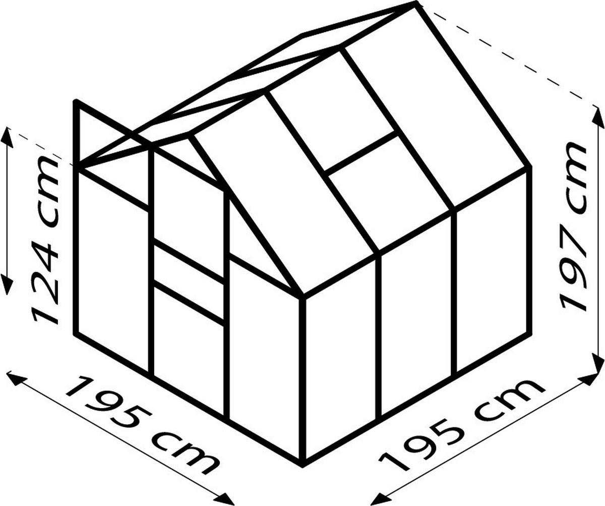 Gewächshausbausatz Comet 3800 3,8 M2 Metall/kunststoff - Smaragdgrün, Basics, Kunststoff/Metall (195/197/195cm)