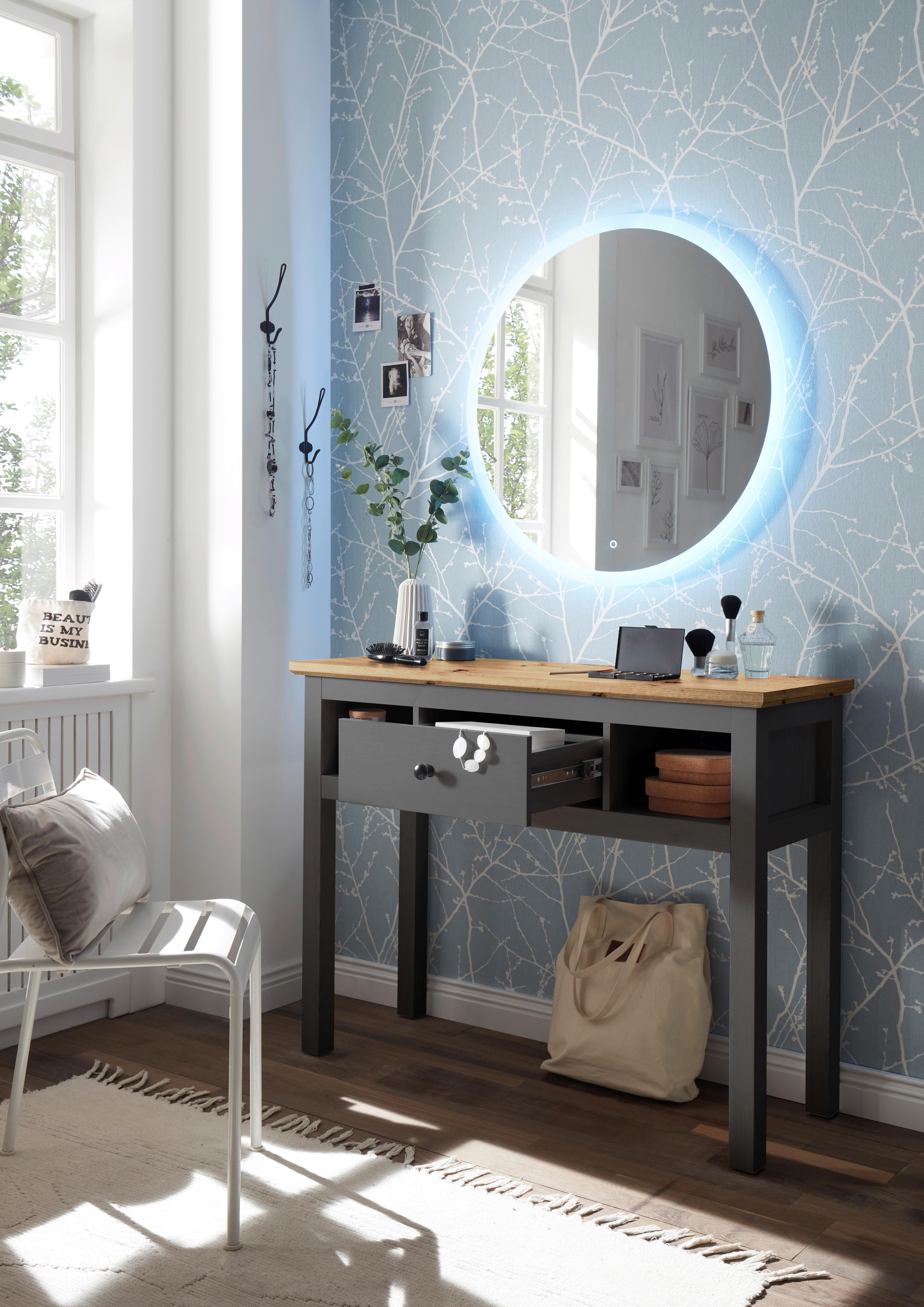 Schminktisch Bondy Eiche Dekor /graphit B: 114 Cm Mit Lade - Graphitfarben/Eiche Artisan, KONVENTIONELL, Holzwerkstoff (114/86/41cm) - MID.YOU