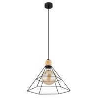 Hängeleuchte Kegi H: 120 cm 1-Flammig Holz/ Metall - Schwarz/Braun, KONVENTIONELL, Holz/Metall (35/120cm) - Globo