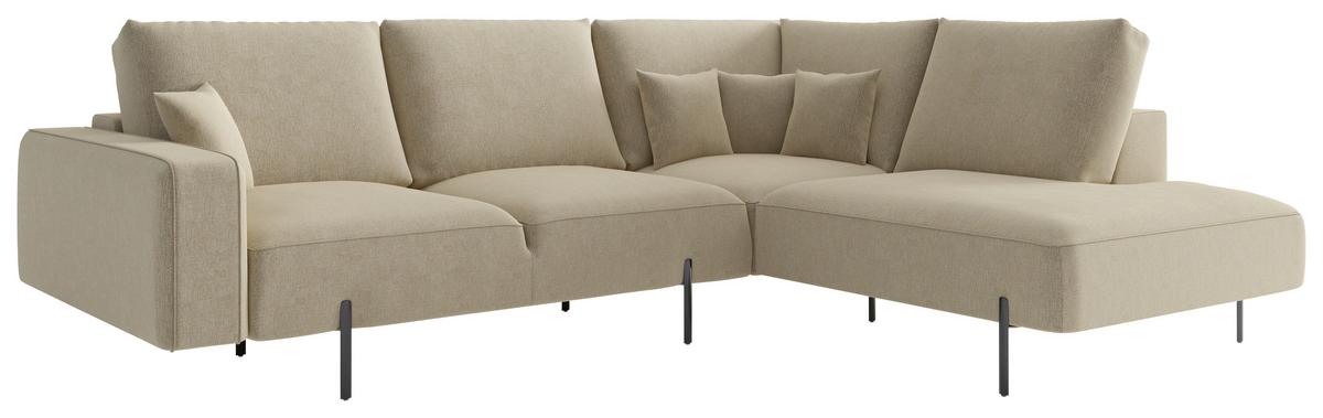 Ecksofa Celaya Cappuccino - Schwarz/Cappuccino, Design, Textil (280/223cm) - Livetastic