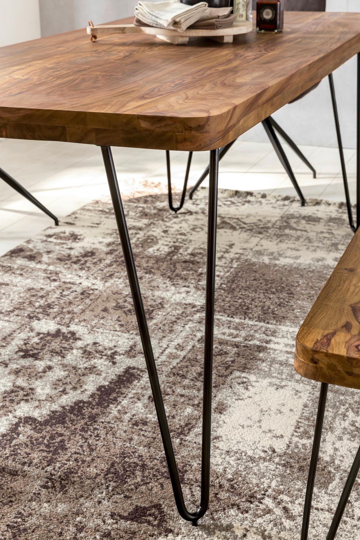Esstisch Wl1.495 - Sheeshamfarben/Schwarz, Design, Holz/Metall (180/80/76cm) - MID.YOU