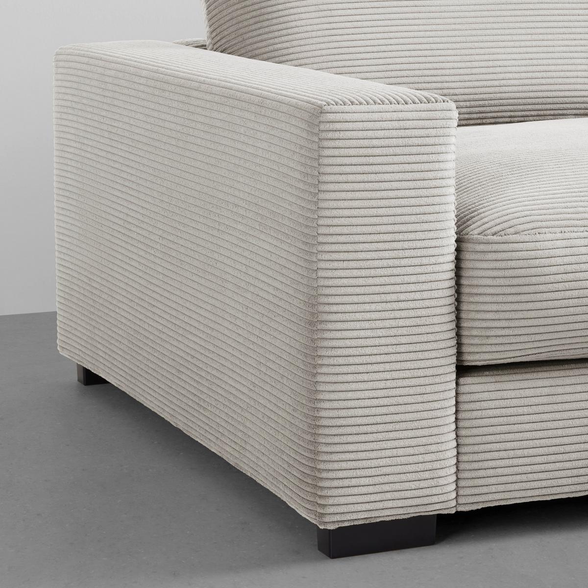 Rohová sedačka PEDRO, pravá, šedohnědý manšestr - šedohnědá, Moderní, textil (265/180cm) - Mömax