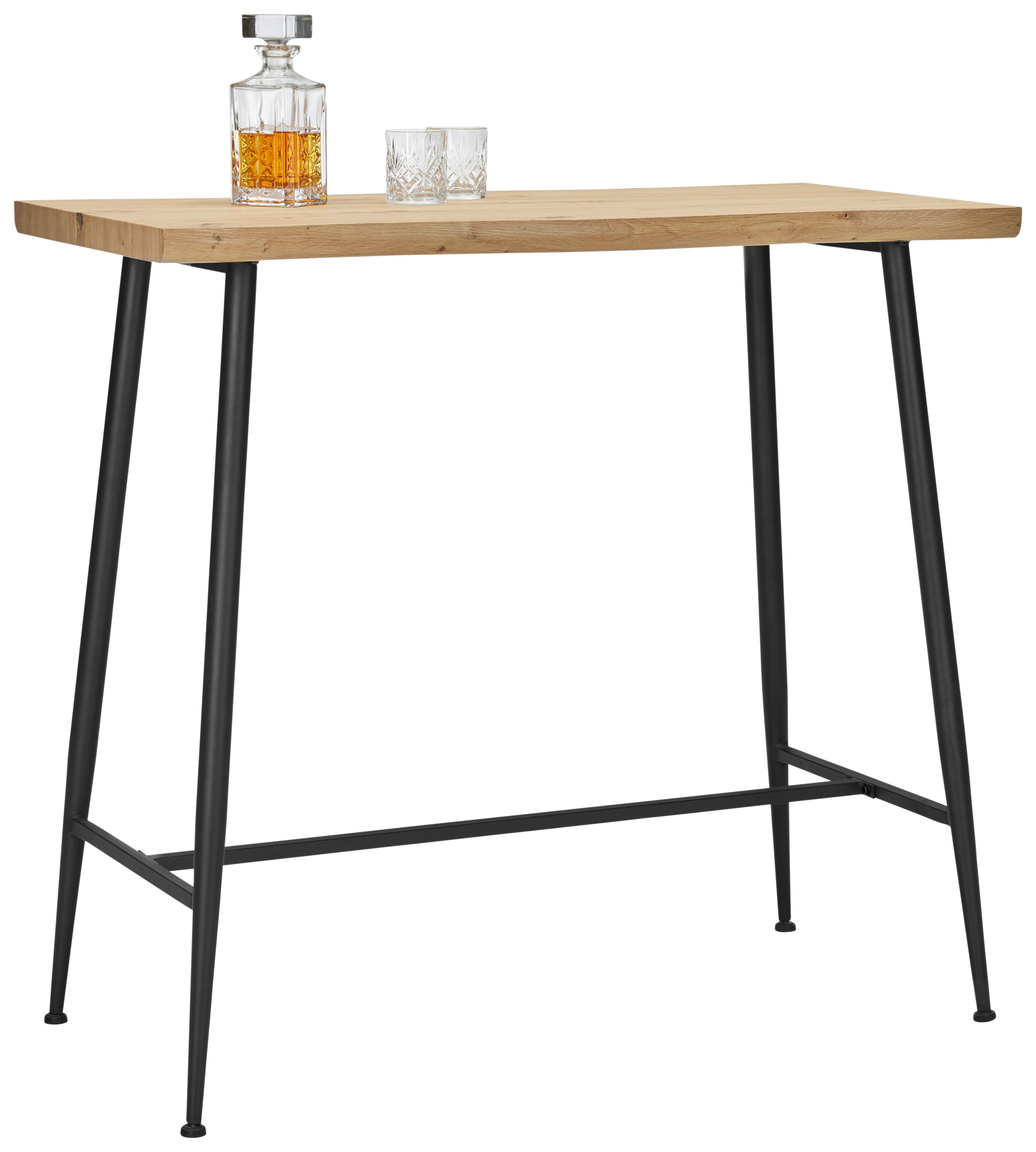 Barový stůl Stuard 1, š: 115 cm - černá/přírodní barvy, Moderní, kov/kompozitní dřevo (115/108/60cm) - Mömax