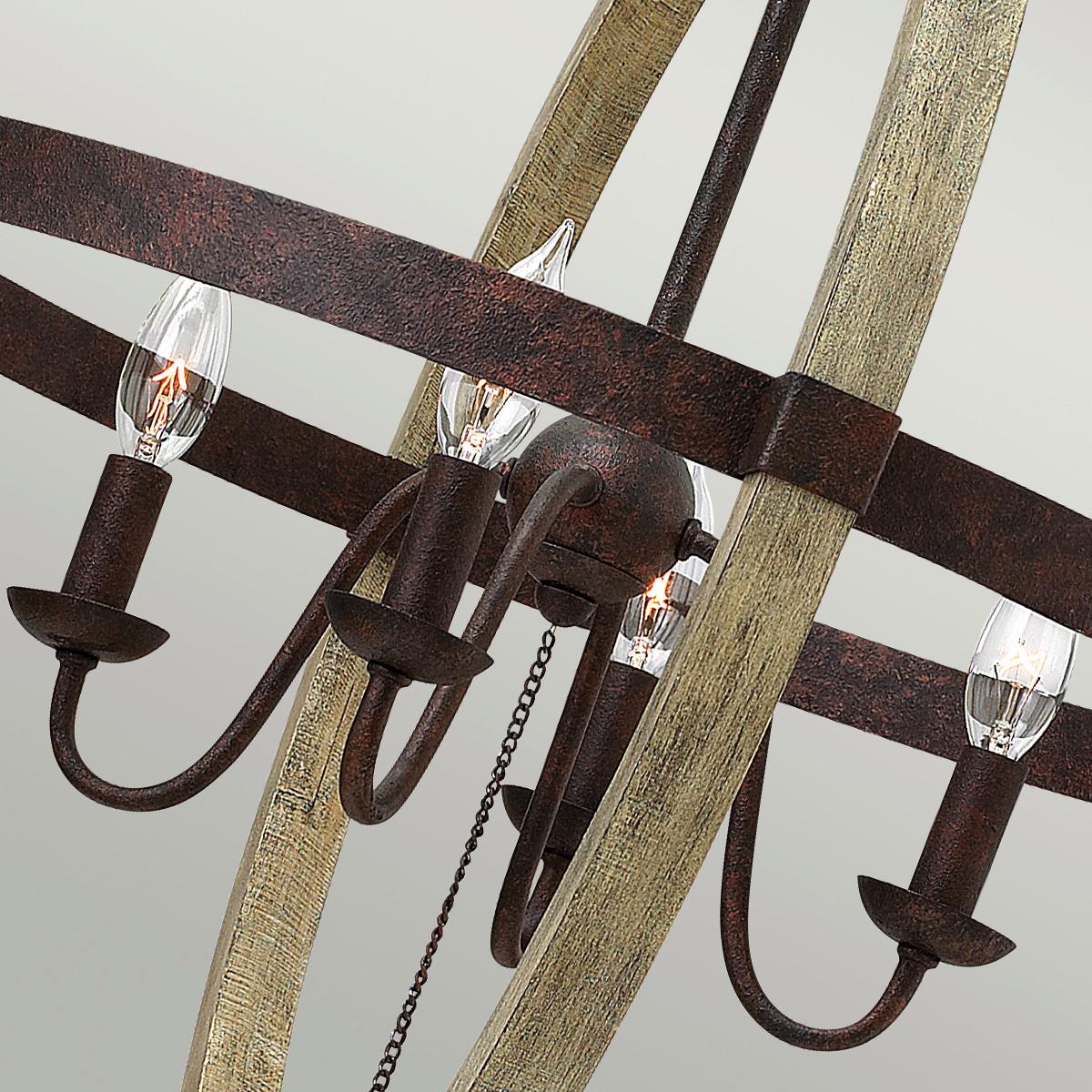 Kronleuchter H: 82,2 cm 4-Flammig - Rostfarben, KONVENTIONELL, Holz/Metall (61.0/82.2cm) - Elstead Lighting