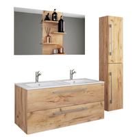 Bademöbel-Set 4-tlg. Budasi B: 112 cm Weiß/Eiche Dekor - Honigeiche/Weiß, MODERN, Keramik/Holzwerkstoff (145cm) - MID.YOU