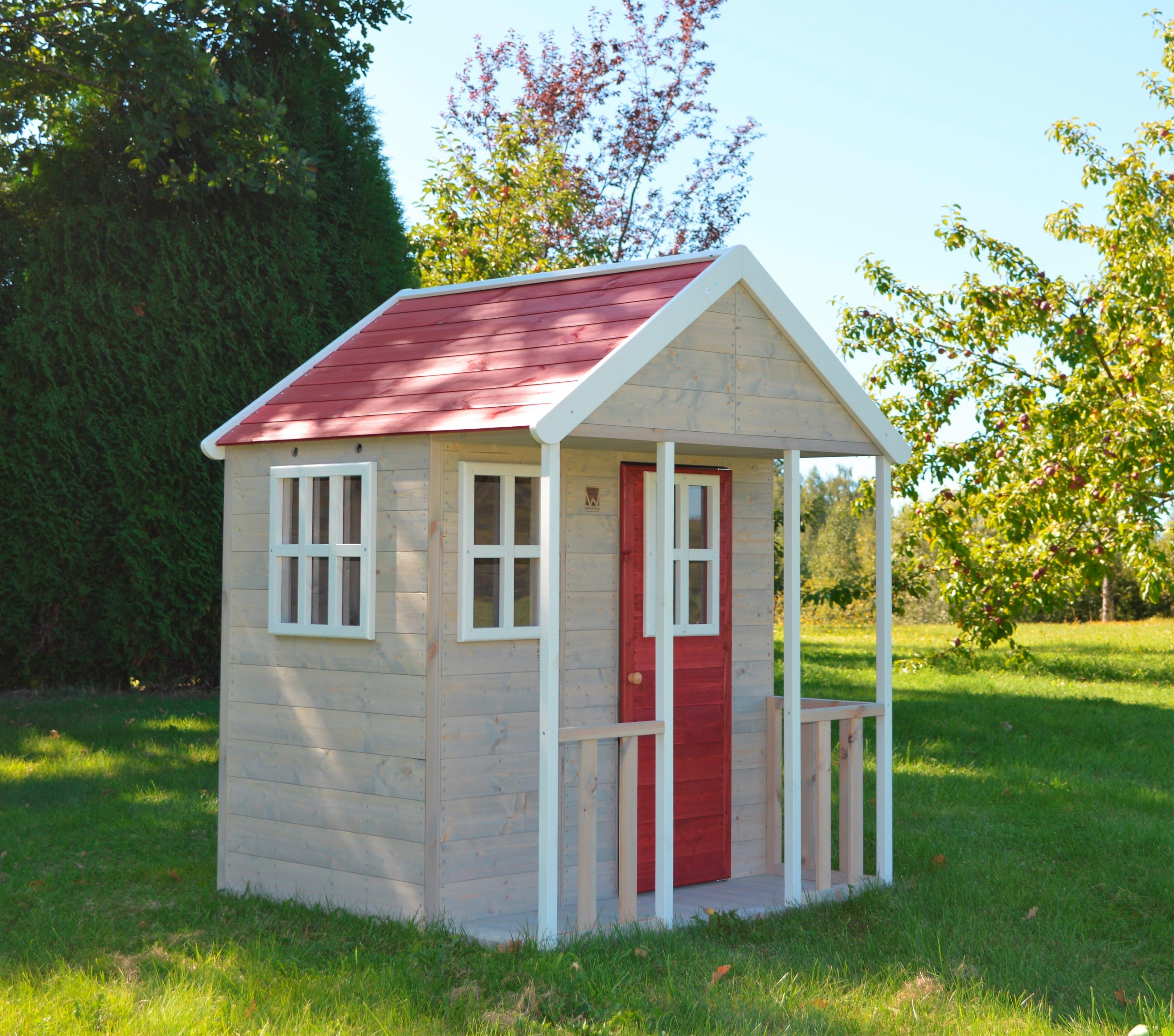 Spielhaus Fuchs Naturfarben/Rot, B: 120 cm - Rot/Naturfarben, KONVENTIONELL, Holz (120/155/120cm)