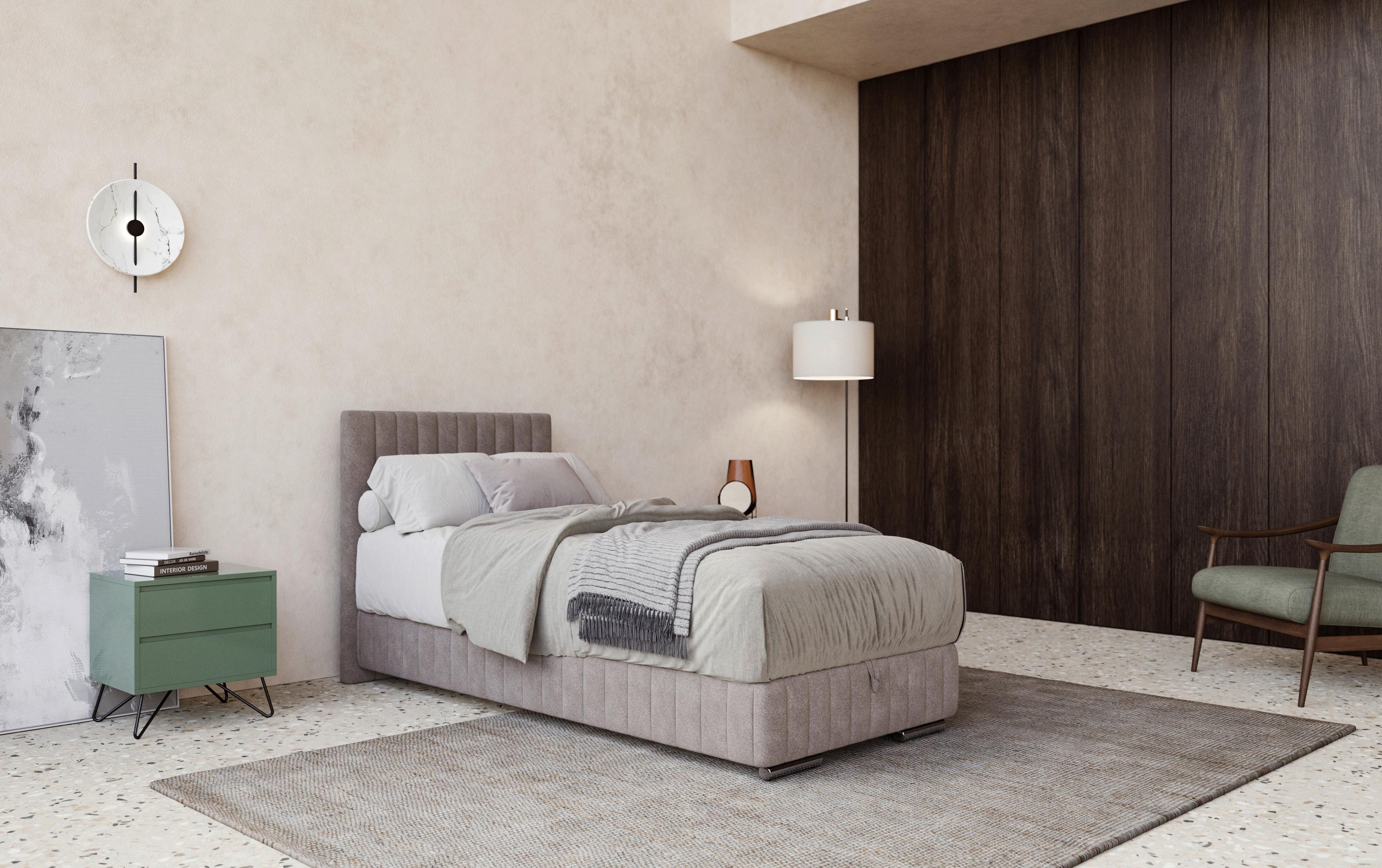 Boxspring-ágy Beetle 90/200 Cm - szürke, Modern, faalapú anyag/textil (90/200cm)