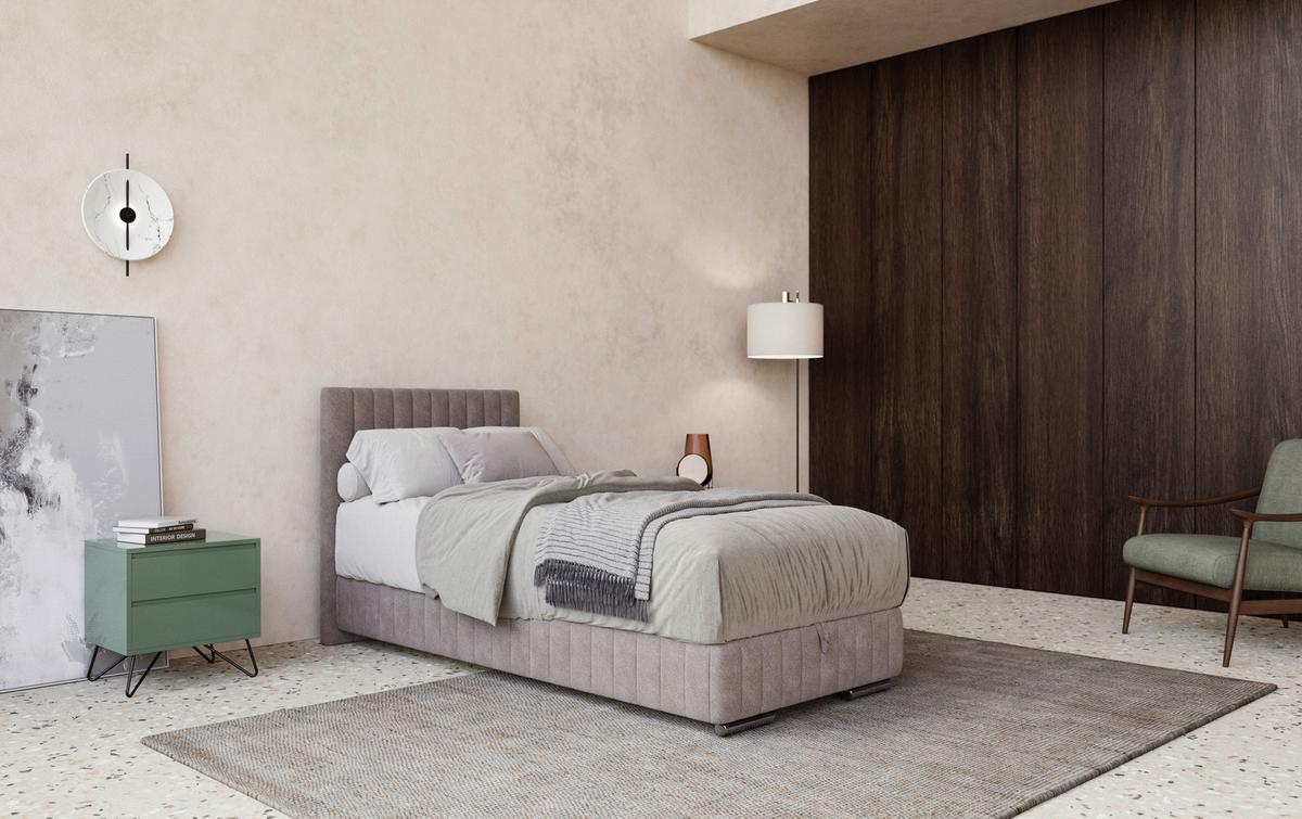 Box-ágy Beetle 90/200 Cm - szürke, Modern, faalapú anyag/textil (90/200cm)