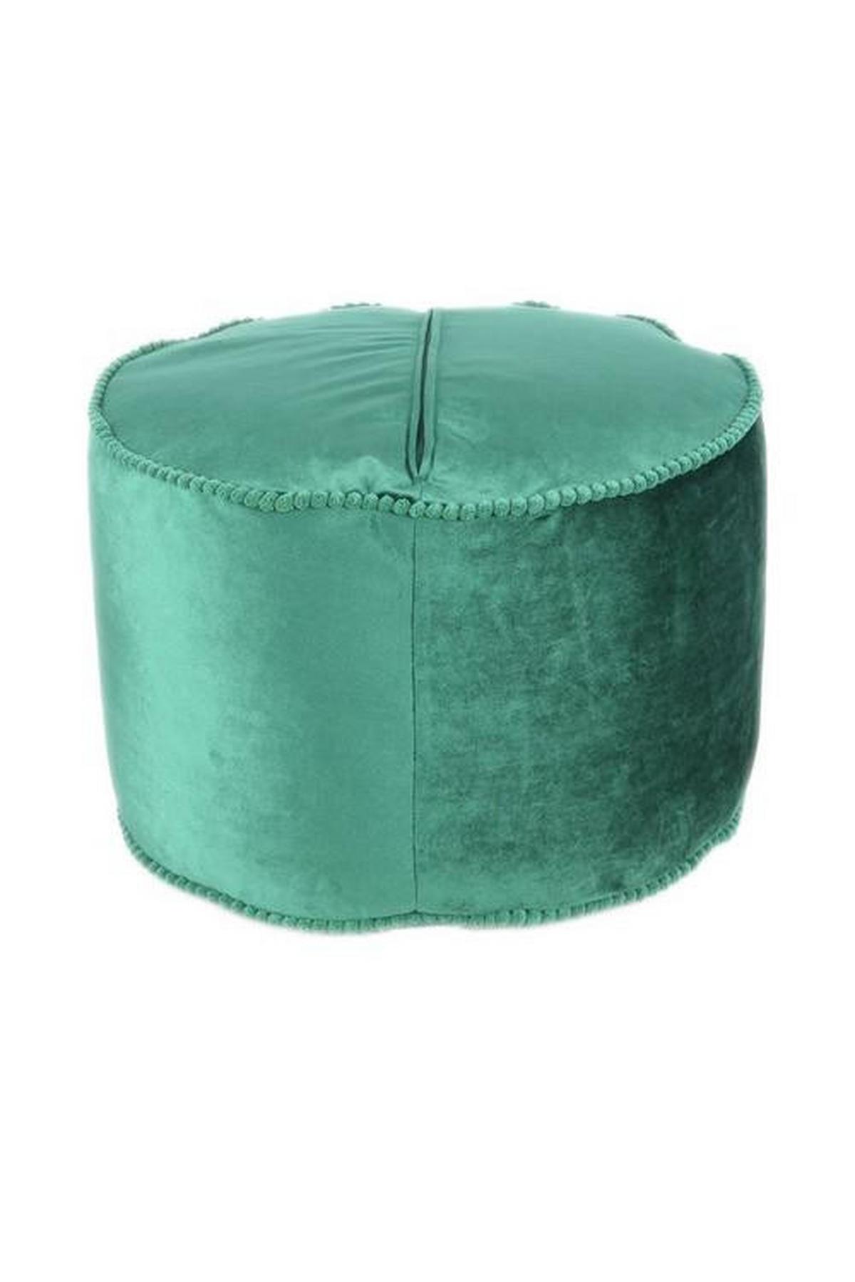 Pouf Taj Mahal DxH: 47x32 cm Samt Grün mit Reißverschluss - Grün, Basics, Textil (47/32/47cm) - Kayoom