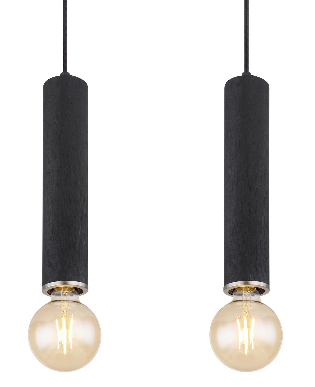 Függőlámpa 15499-4h - fekete/nikkel, Basics, textil/fa (93/10/120cm) - Globo