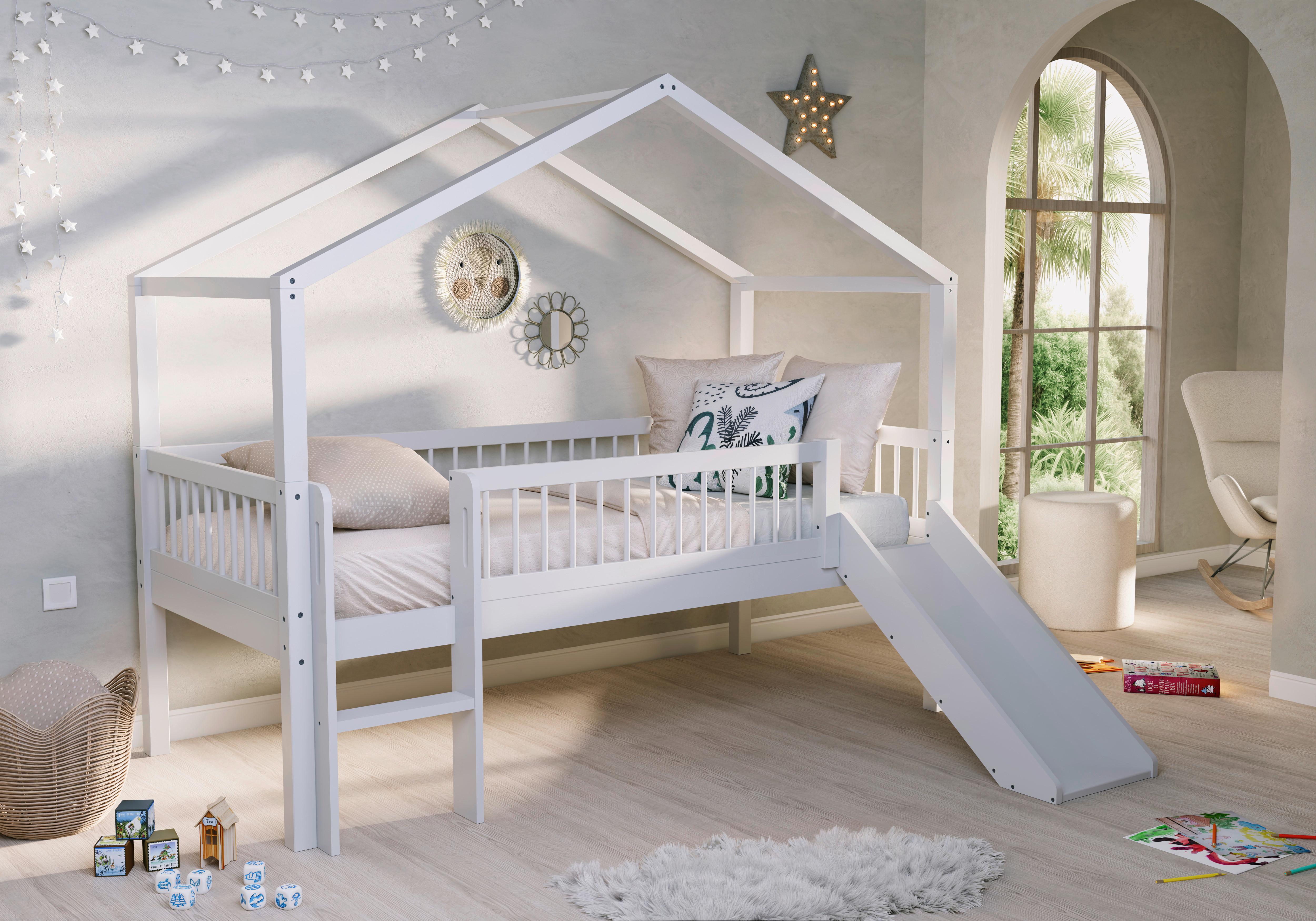 Hausbett Forrest Weiß 90x200cm - Weiß/Naturfarben, MODERN, Holz (90/200cm) - Vipack