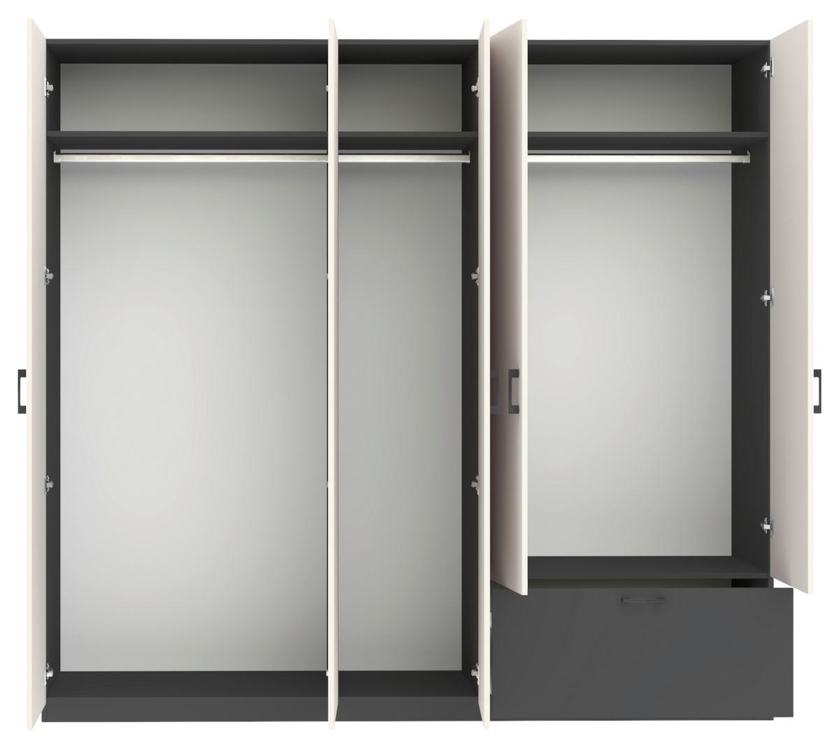 Drehtürenschrank Mit Schublade 225cm Mila Kaschmir/anthrazit - Kaschmir/Anthrazit, KONVENTIONELL, Holzwerkstoff (225/210/54cm)