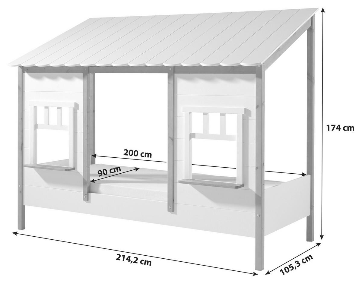Domčeková posteľ pre najmenších 90x200cm - biela/farba duba, Modern, drevo/kompozitné drevo (90/200cm) - MID.YOU