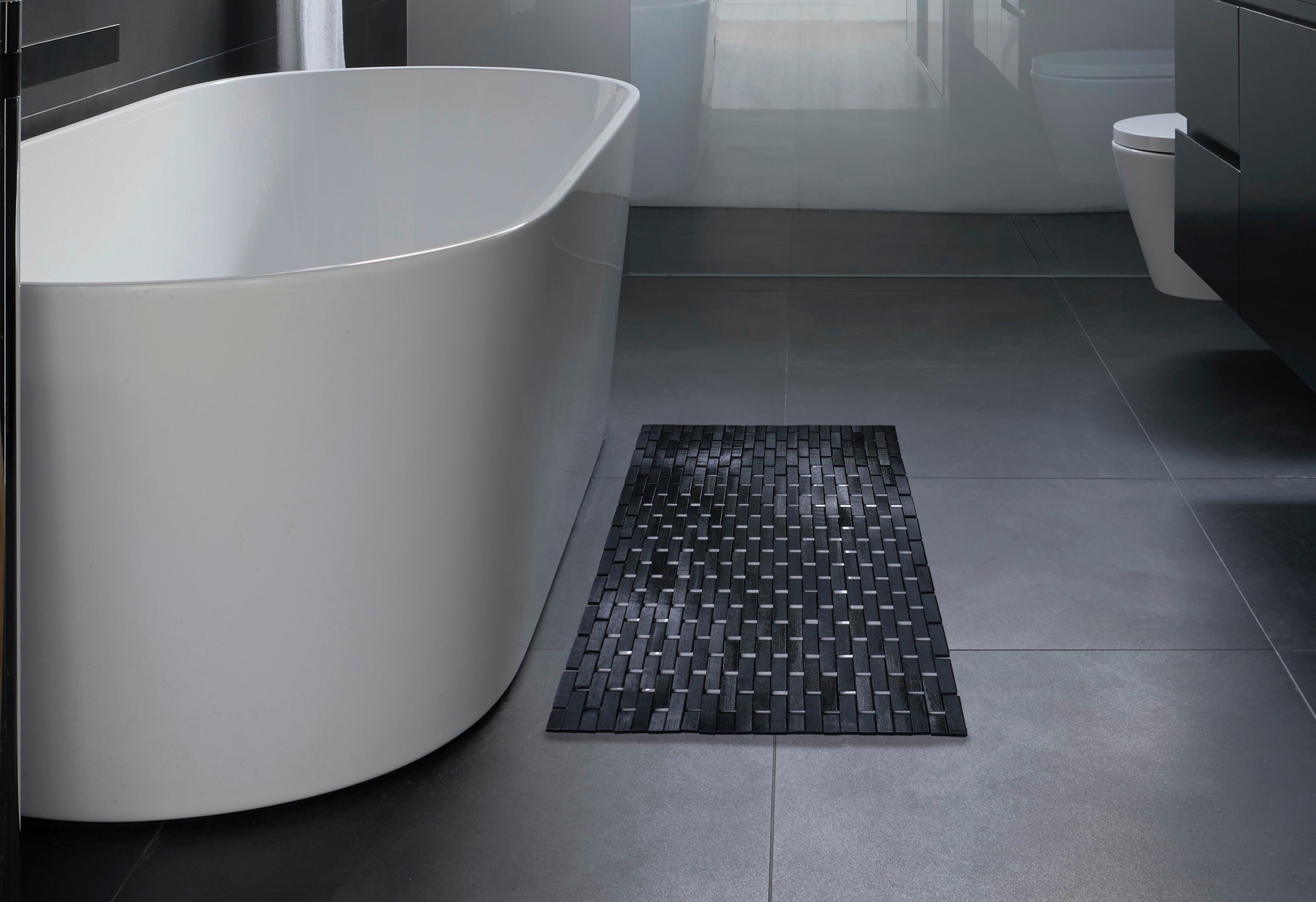 Badematte Bamboo - Schwarz, MODERN, Textil (50/80cm) - Luca Bessoni