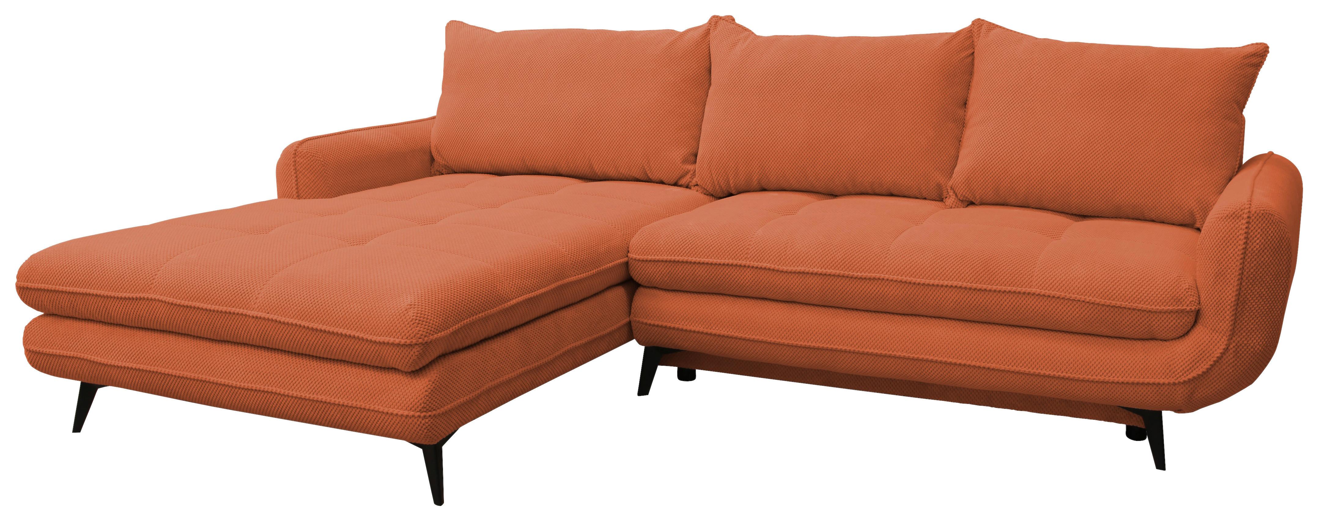 Sedacia súprava WAVE, ľavá, farba terakota - čierna, Modern, kov/textil (189/266cm)